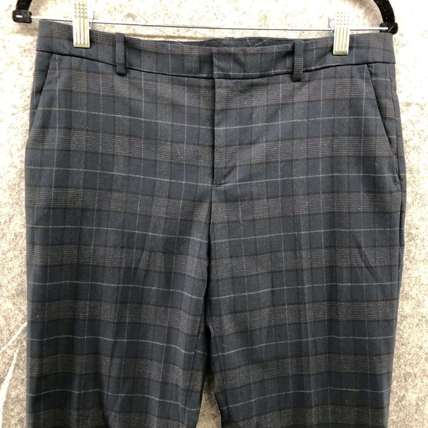 Zara Zara Dress Pants Womens S Mid Rise Navy Blue Plaid Tapered Ankle Cuffed Dress Pants Size 28" / US 6 / IT 42 - 3 Thumbnail