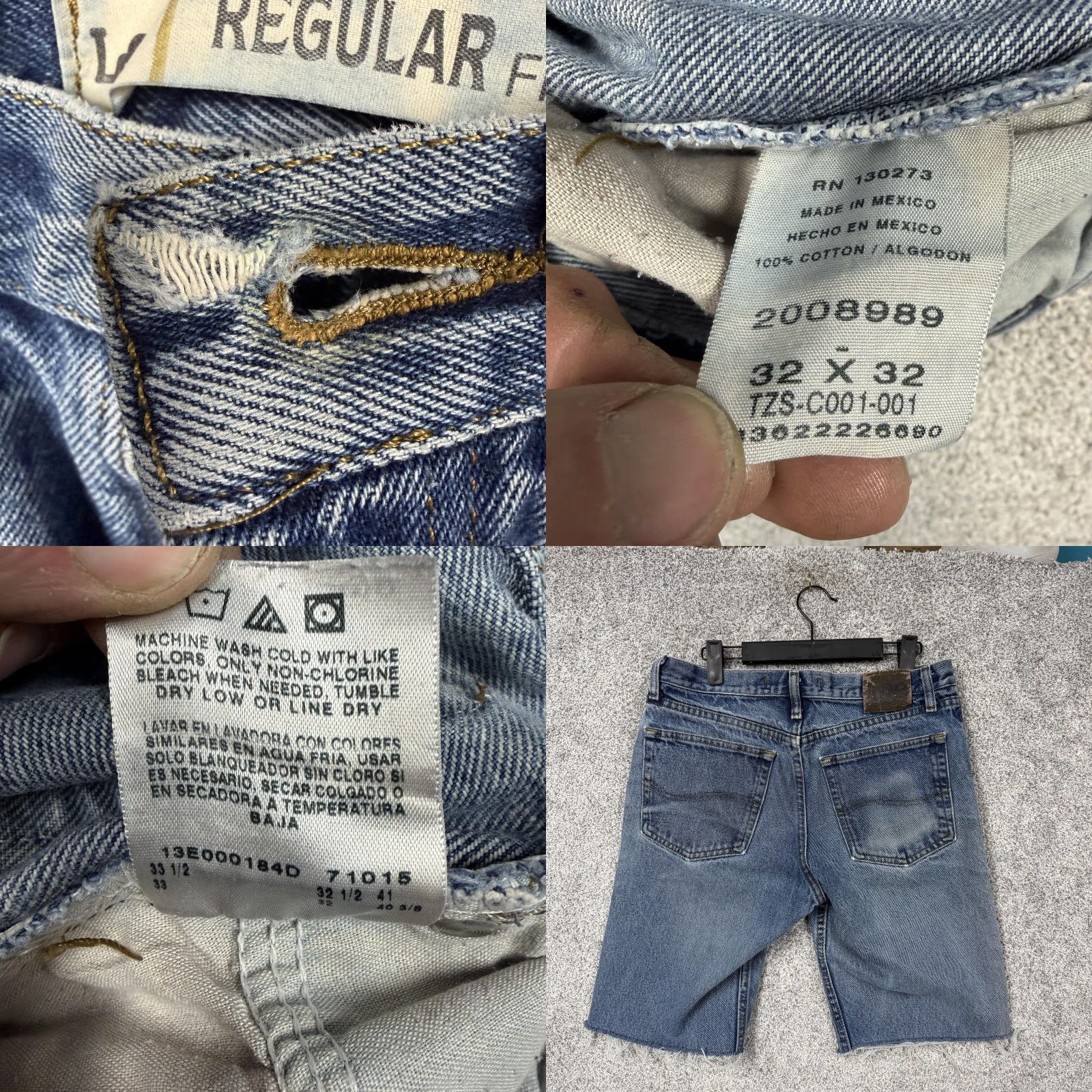 Lee Lee Bermuda Shorts Men 32 Regular Fit Distressed Denim Bermuda Shorts Blue Medium Wash 5-Pocket Design Pocketed Zip Fly Casual Streetwear Size US 32 / EU 48 - 8 Thumbnail