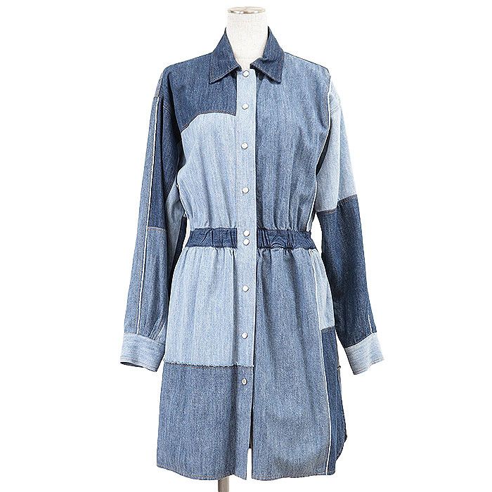 Dolce & Gabbana Dolce & Gabbana Dolce&Gabbana Cotton Patchwork Denim Dress Cotton Dresses DUTY FREE for USA Size ONE SIZE - 1 Thumbnail