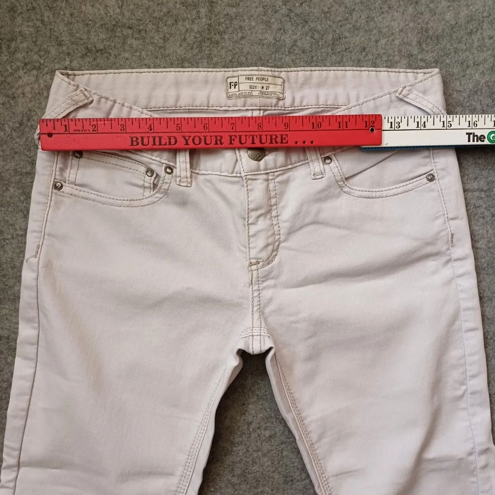 Free People Free People Jeans Womens 27 Beige Low Rise Skinny Stretch Pants Jeans Size 27" / US 4 / IT 40 - 7 Thumbnail