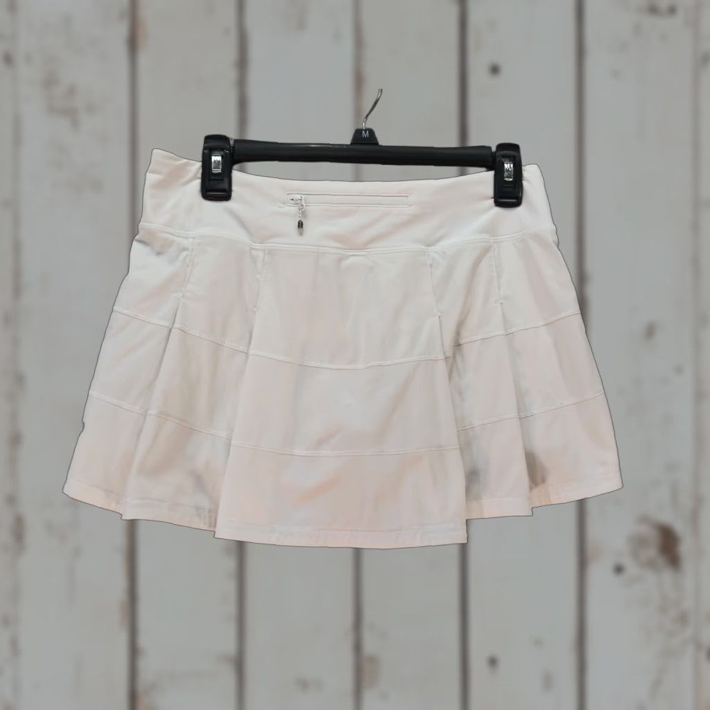 Lululemon Skorts Skirt Pace Rival White 6 Womens Mid Rise Pleated Mini Skort Pull On Machine Washable Activewear