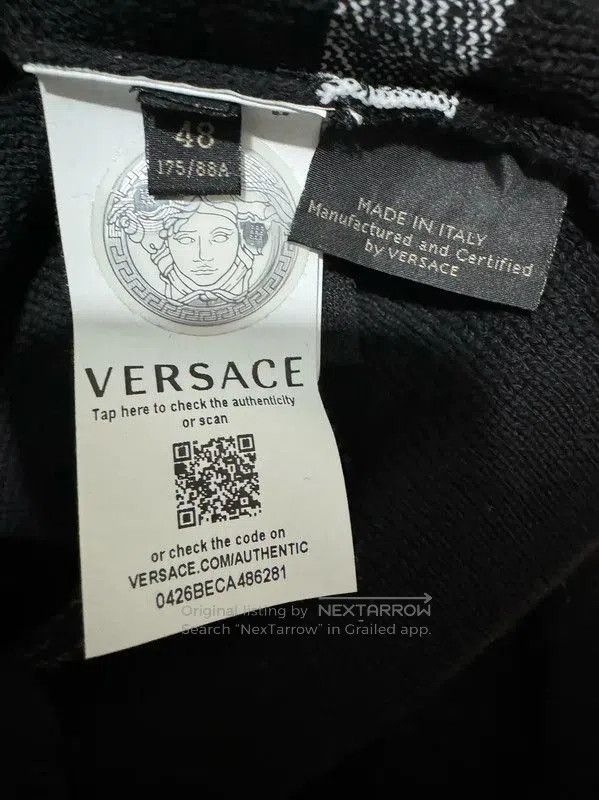 Versace Black Wool Pullover with Logo Embroidery .