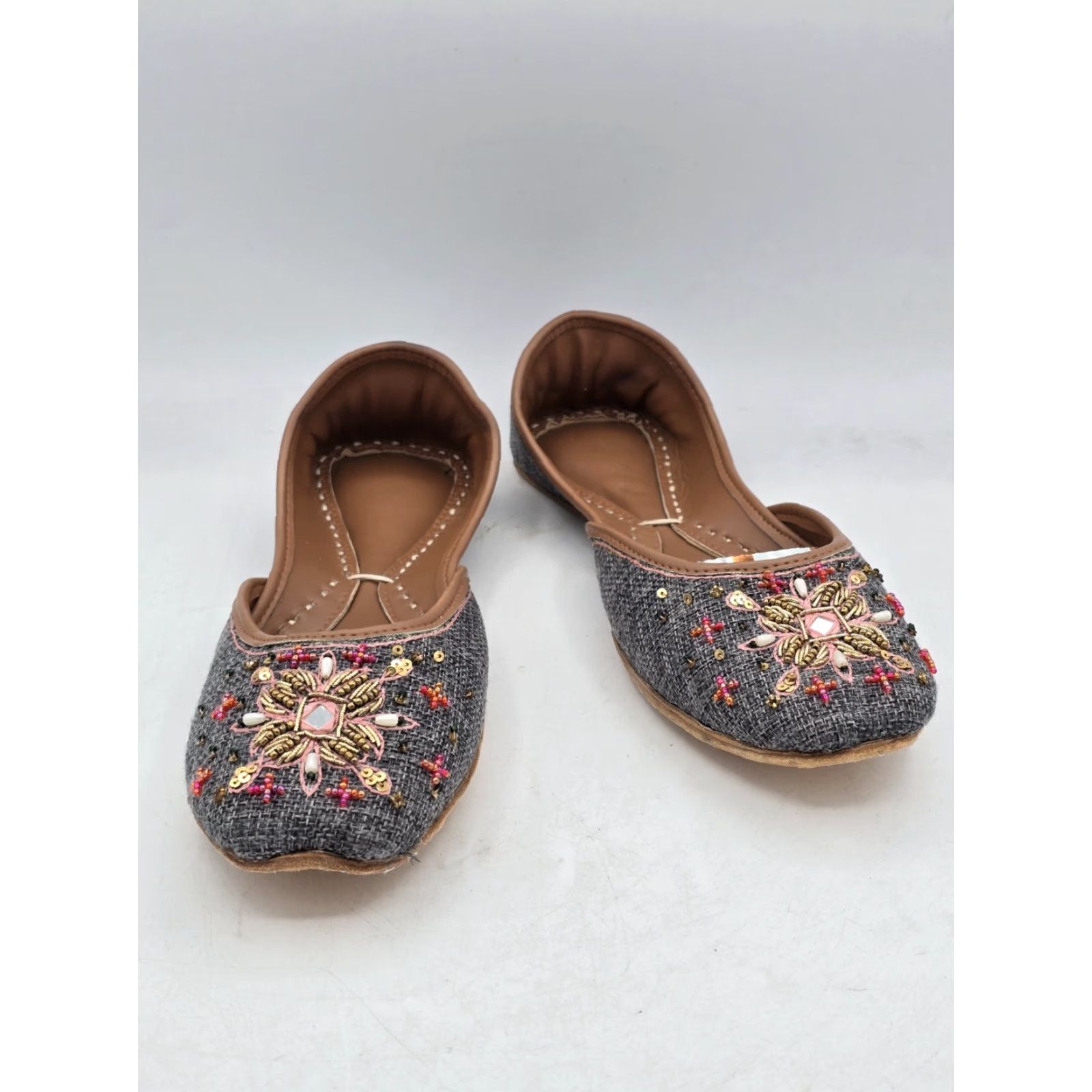 Vintage VINTAGE UJAALA Khussa Bridal Mojari Punjabi Jutti Ballet Flats Grey Sz 11 - Very Good Size ONE SIZE - 2 Thumbnail