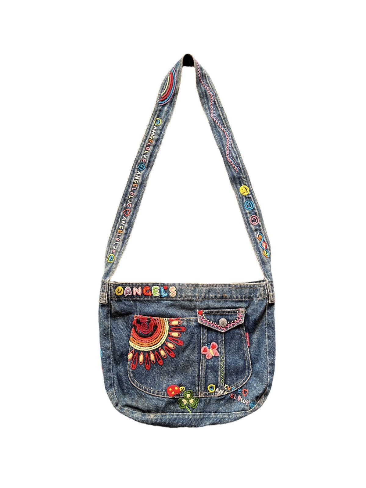 Angel Blue 1990 Angel Blue Embroidery Denim Sling Bag Size ONE SIZE - 1 Thumbnail
