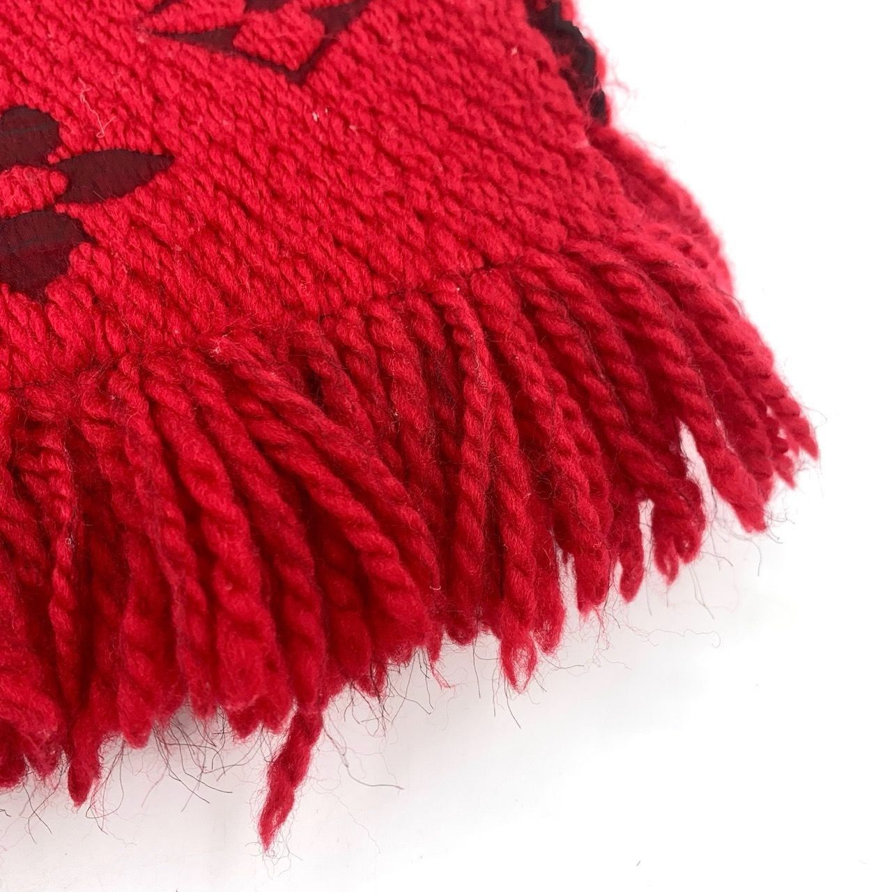 Louis Vuitton Louis Vuitton Red Wool & Silk Monogram Logo Scarf With Fring Size ONE SIZE - 8 Thumbnail