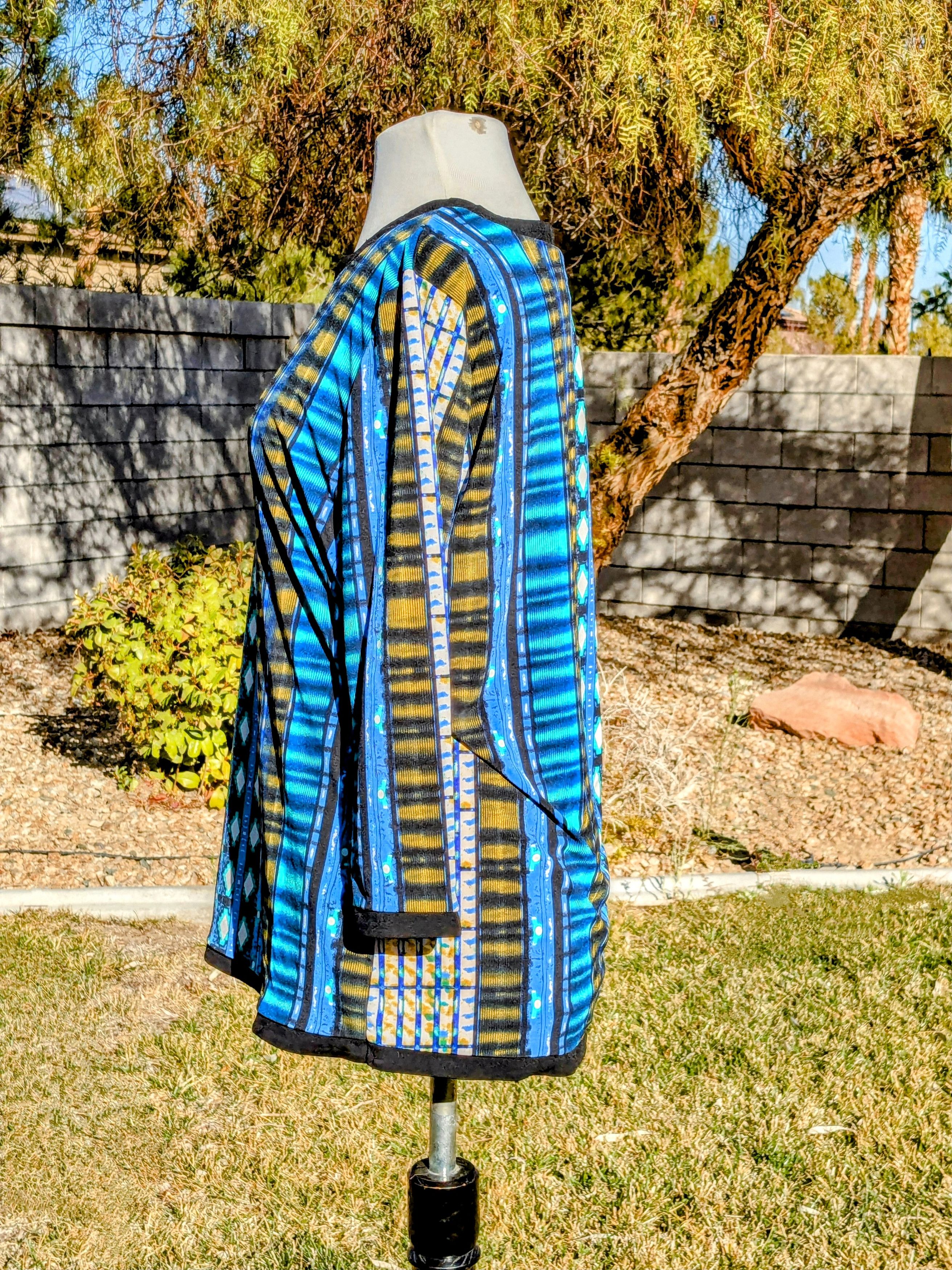 Designer Multi-Color Patterned Print Sheer Tunic Stretch Blouse Top Size XL / US 12-14 / IT 48-50 - 3 Thumbnail