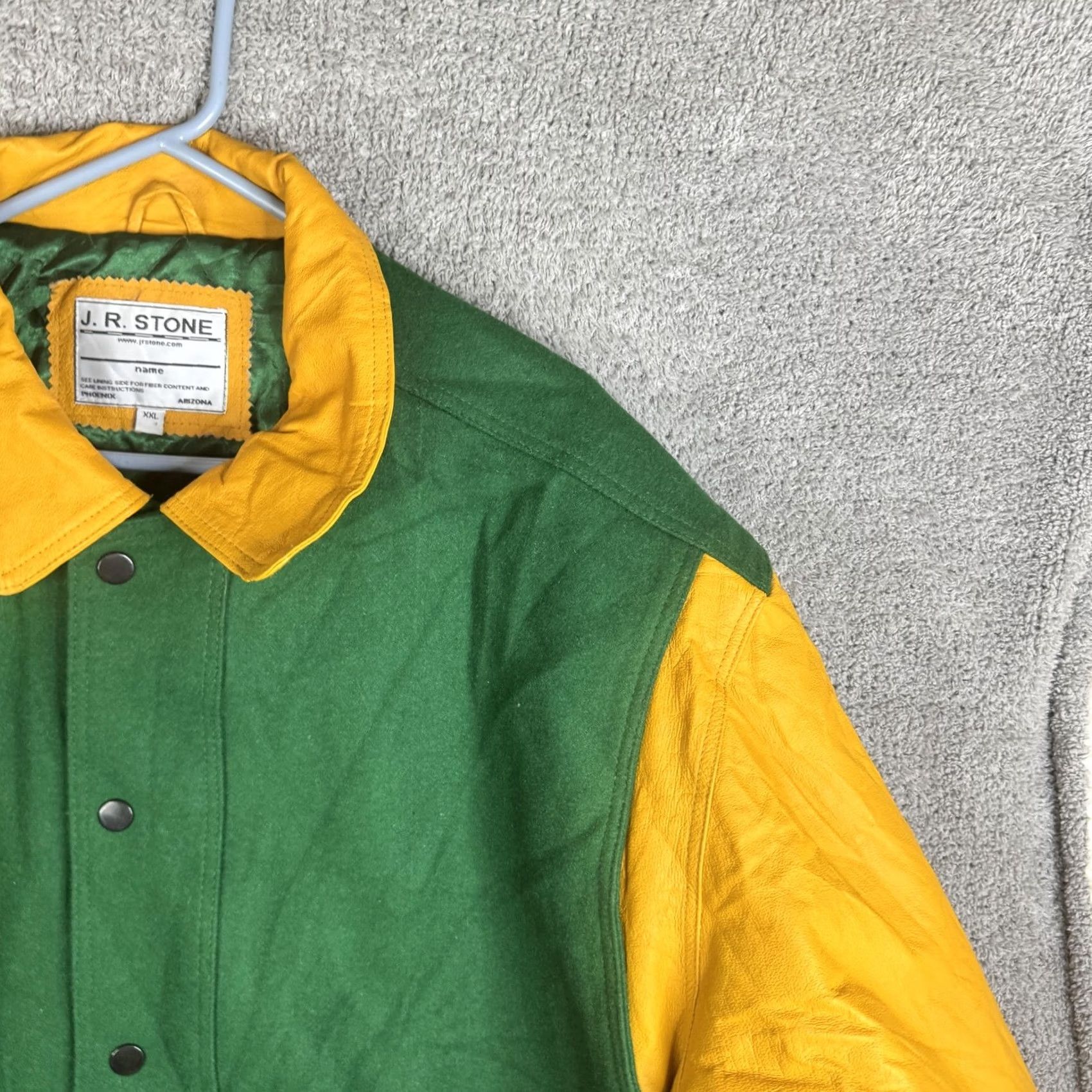 Vintage J.R. Stone Jacket Mens 2XL Green Wool Varsity Snap Lined Sports College Shirt Size US XXL / EU 58 / 5 - 4 Thumbnail