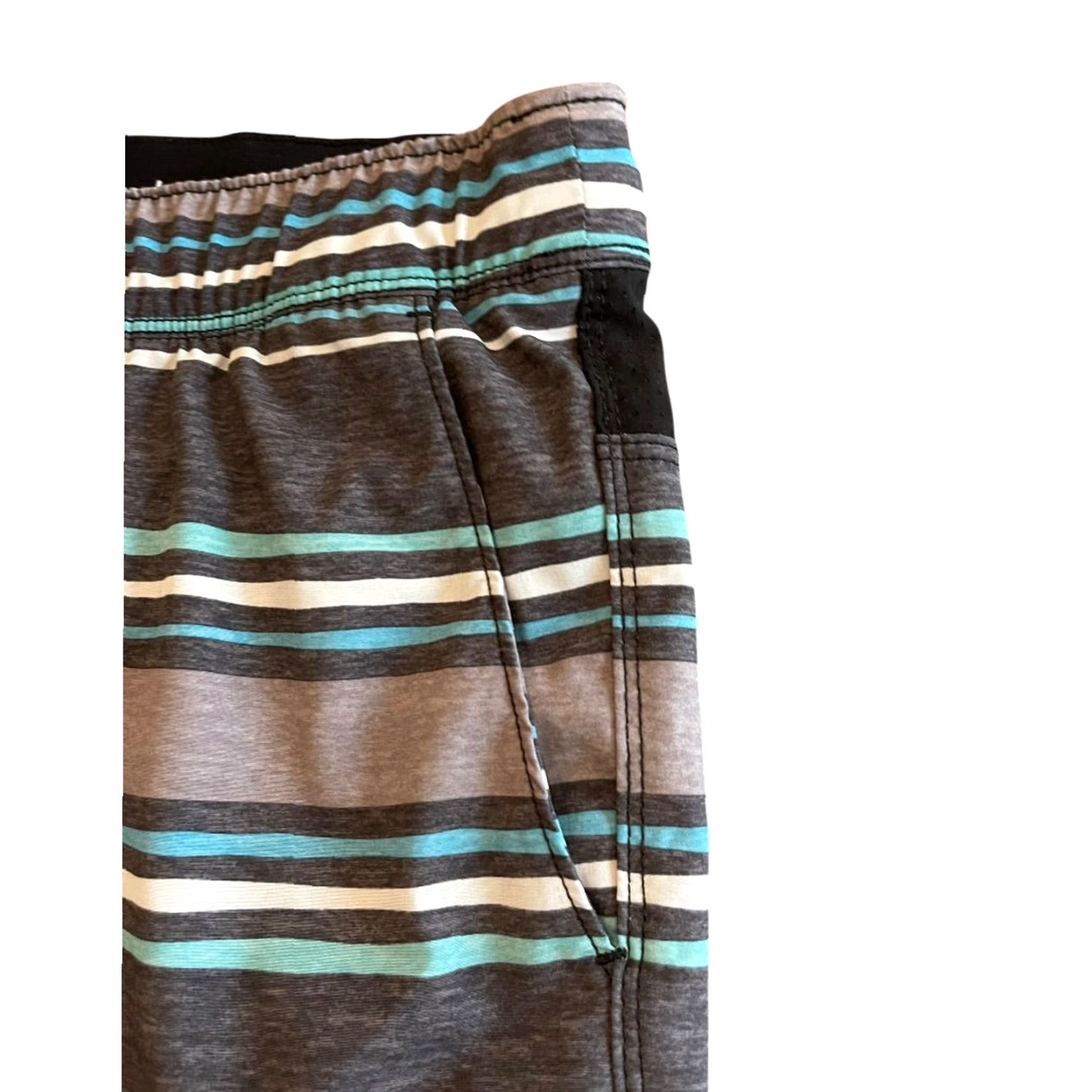 Speedo Speedo Shorts Striped Board Drawstring Gray Blue Mens Swim Large Size US 33 - 4 Thumbnail