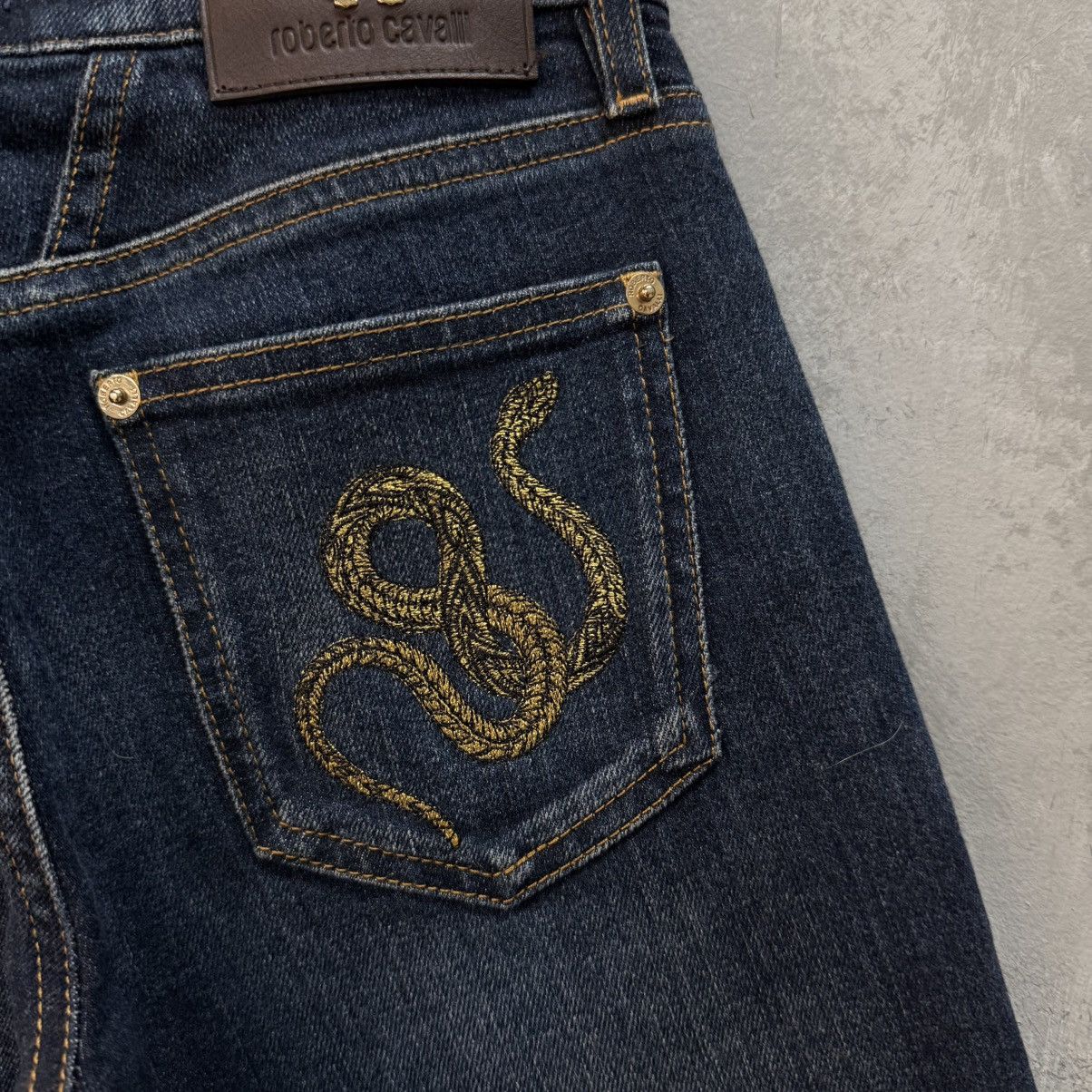 Roberto Cavalli Roberto Cavalli Women’s Snake Embroidered Flared Jeans Size US 38 / EU 54 - 8 Thumbnail
