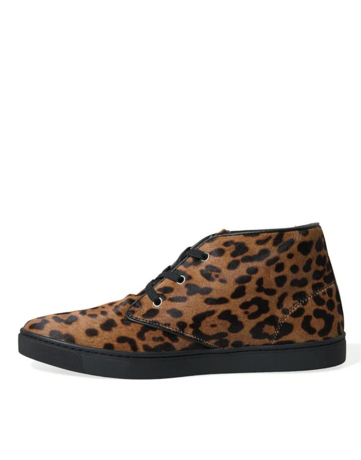 Dolce & Gabbana o1y0125 Logo Leopard-Print Ankle Boots in Brown/Black Size US 9 / EU 42 - 5 Thumbnail