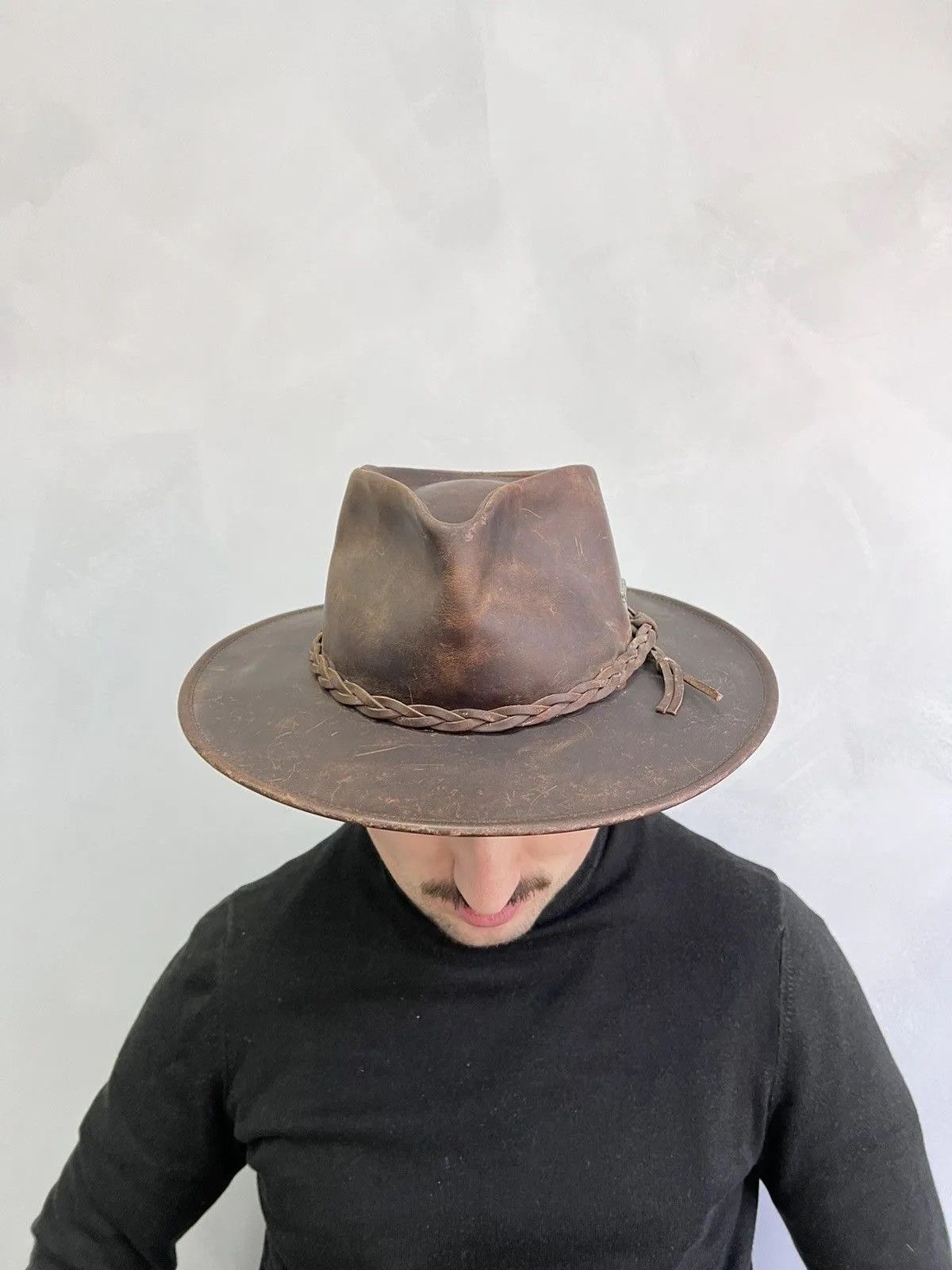 Western Rise Vintage western leather cowboy hat Lagomarsino y2k Size ONE SIZE - 3 Thumbnail