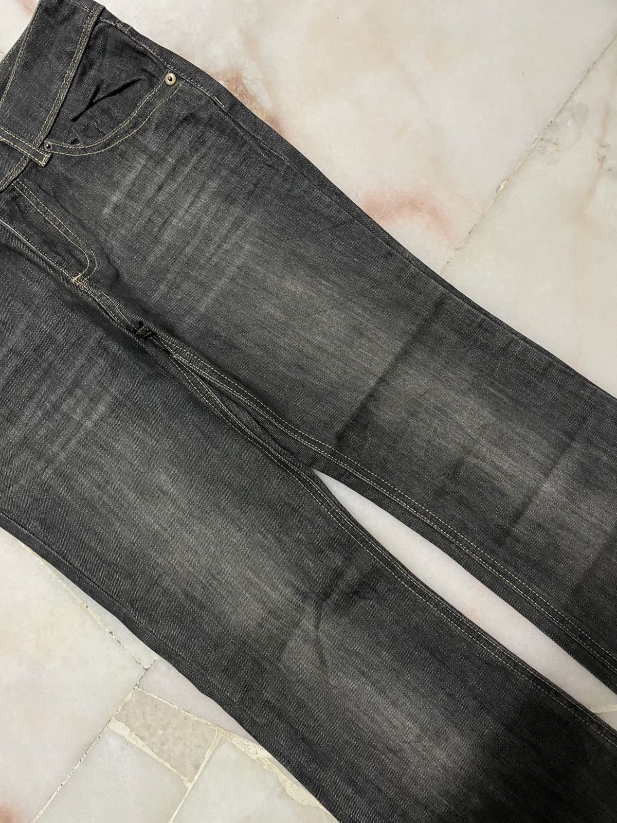 Vintage 💥Flared💥Japanese Sand Washed Bootcut Jeans Streetwear Style Size 28" / US 6 / IT 42 - 3 Thumbnail