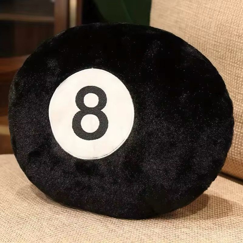 Designer × Handmade × Other 1pc Black 8 Billiard Plush Sofa Home Cushion Size ONE SIZE - 2 Thumbnail