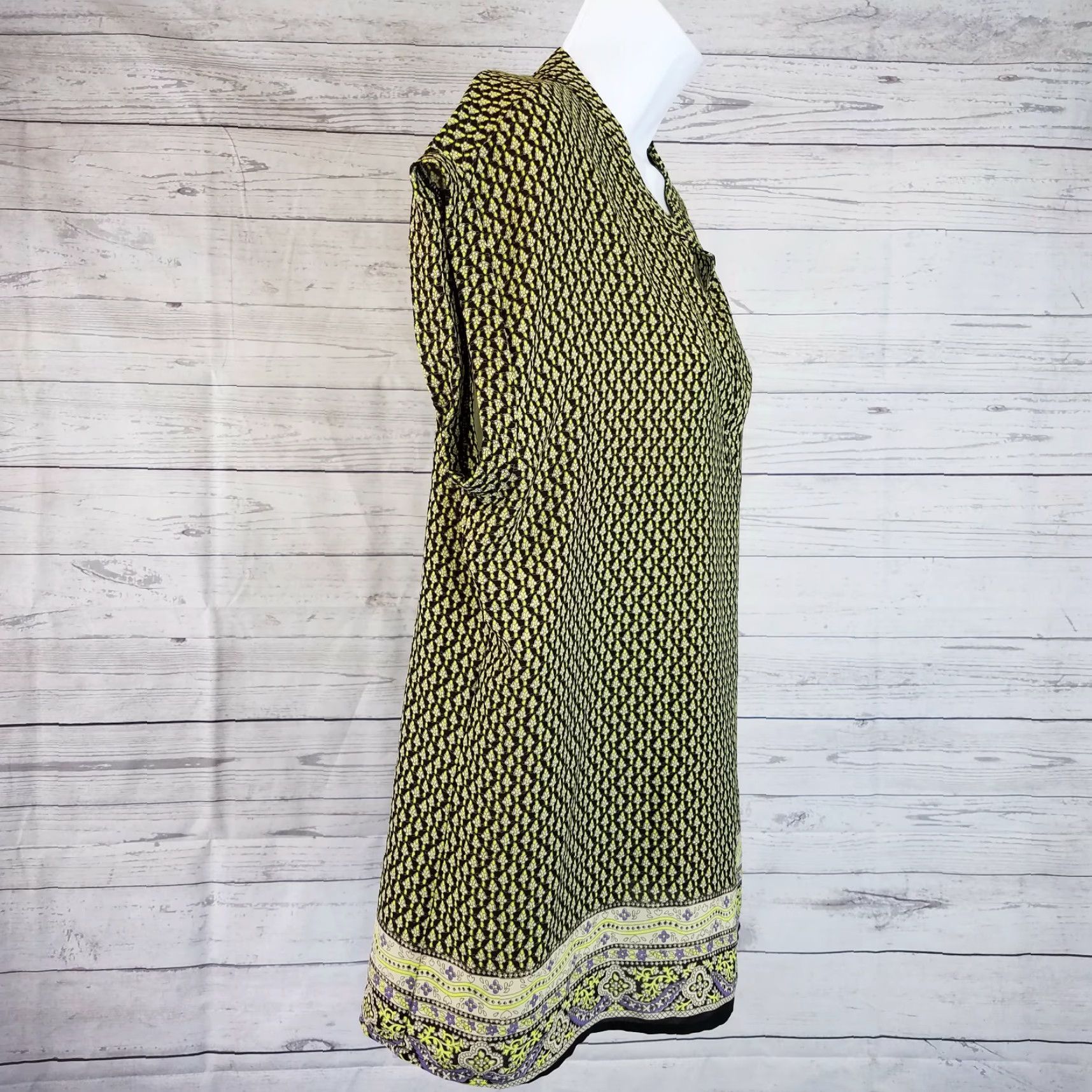 Vintage Pleione Blouse Women's S Floral Black Green Shirt Size S / US 4 / IT 40 - 3 Thumbnail