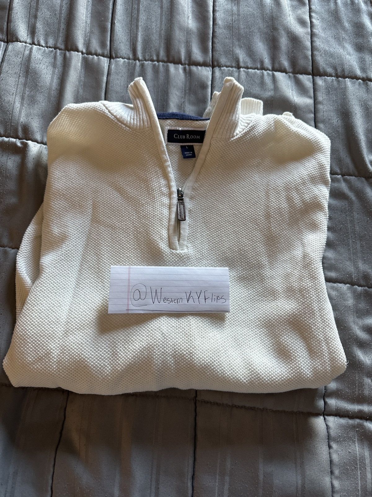 Club Room Club Room Quarter Zip Sweater (White) Size US L / EU 52-54 / 3 - 3 Thumbnail