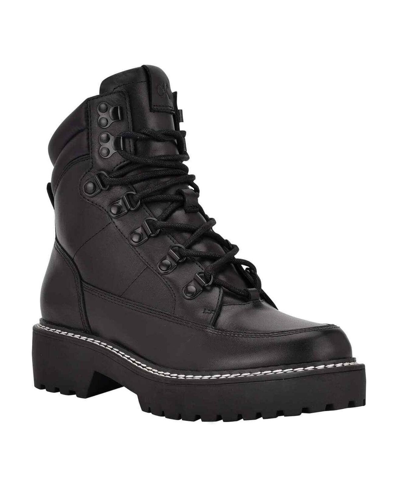 Calvin Klein Calvin Klein Leather Shania Lace Up Lug Sole Hiker Boots Size US 5.5 / IT 35.5 - 2 Thumbnail