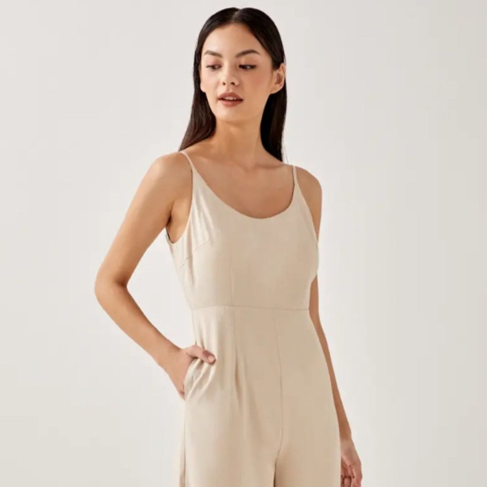 Other Love Bonito Beige Adriena Padded Strappy Back Jumpsuit Size 28" / US 6 / IT 42 - 2 Thumbnail