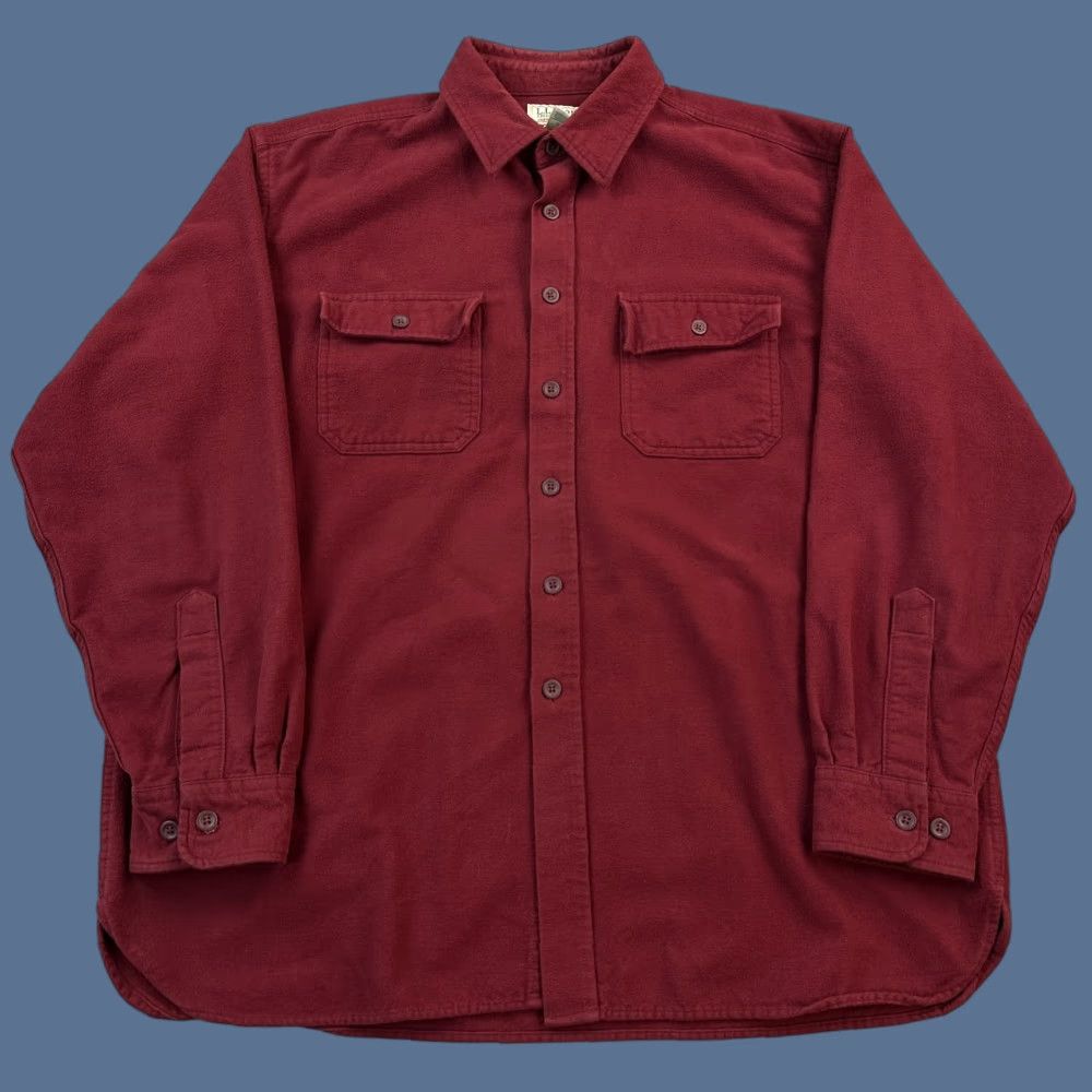 Vintage VINTAGE L.L. Bean Shirt Mens XL Chamois Cloth Heavyweight Button-Up Outdoor Red Cotton Flannel Pocketed Classic Outdoor Retro Sports Mens XL Size US XL / EU 56 / 4 - 1 Thumbnail