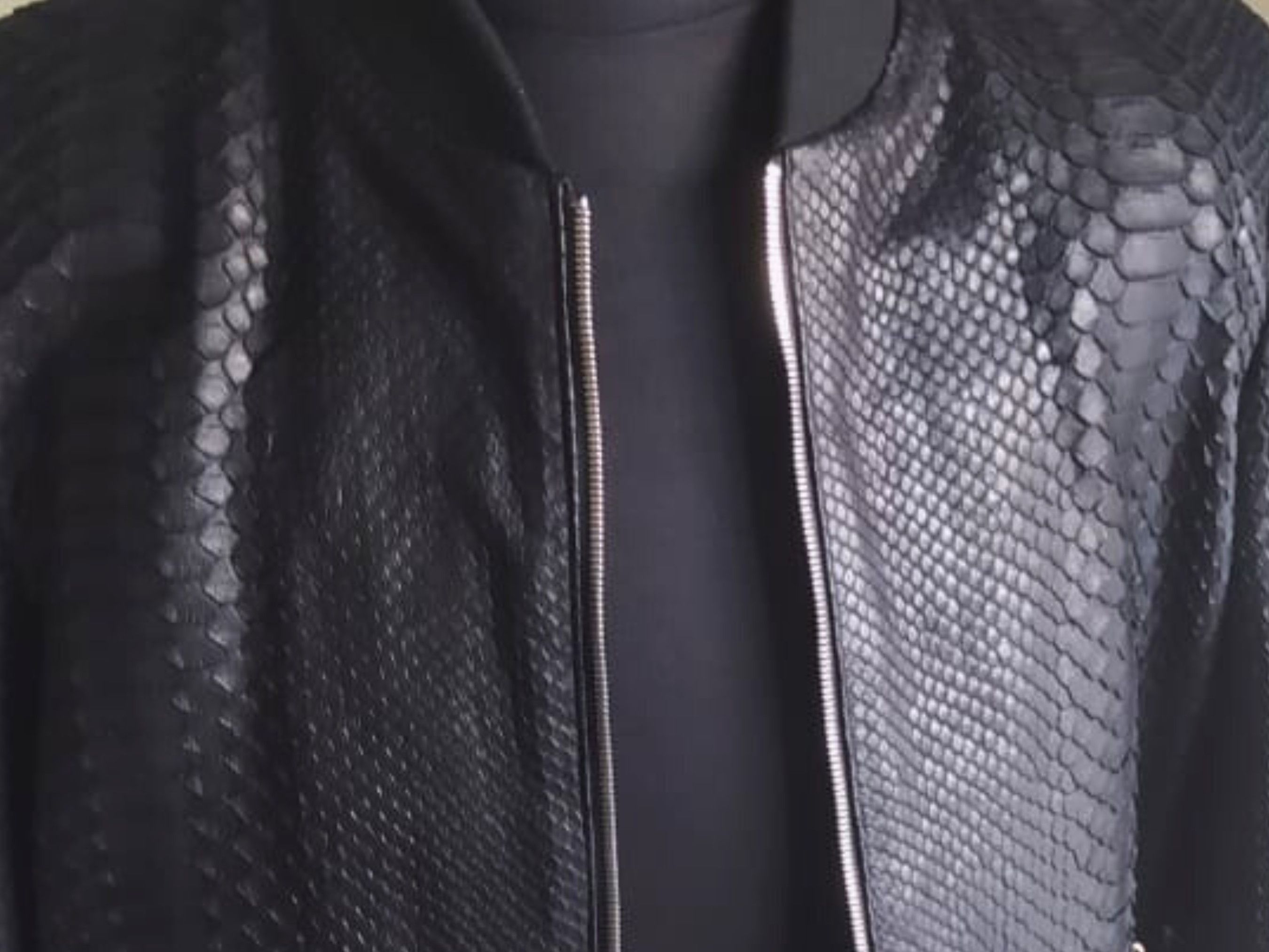 Other Snakeskin Bomber Leather Jacket Size US XL / EU 56 / 4 - 3 Thumbnail
