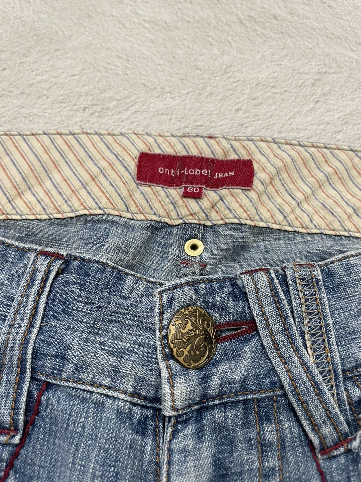 Japanese Brand 2000s anti-label Jorts Denim Mudwash Studed Jeans Y2K Japan Size US 33 - 5 Thumbnail