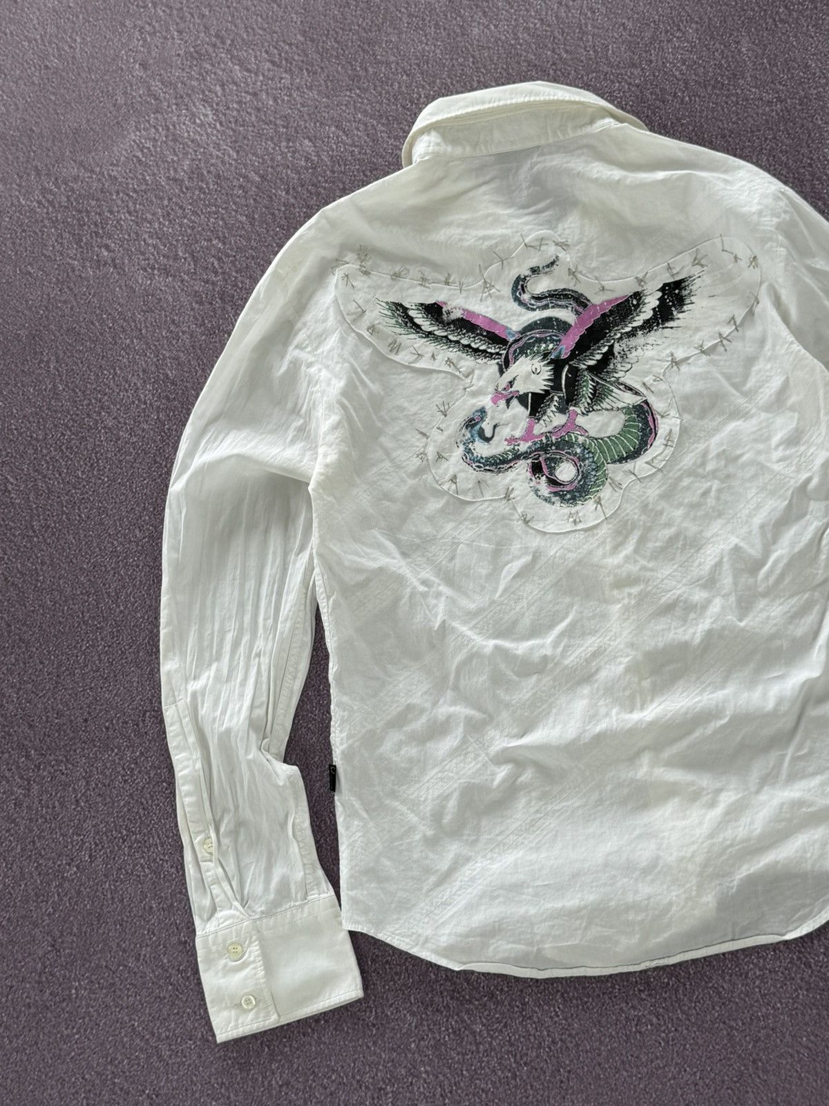 Roberto Cavalli Archive Roberto Cavalli Glamour “Eagle” Logo Blouse Size XL / US 12-14 / IT 48-50 - 4 Thumbnail