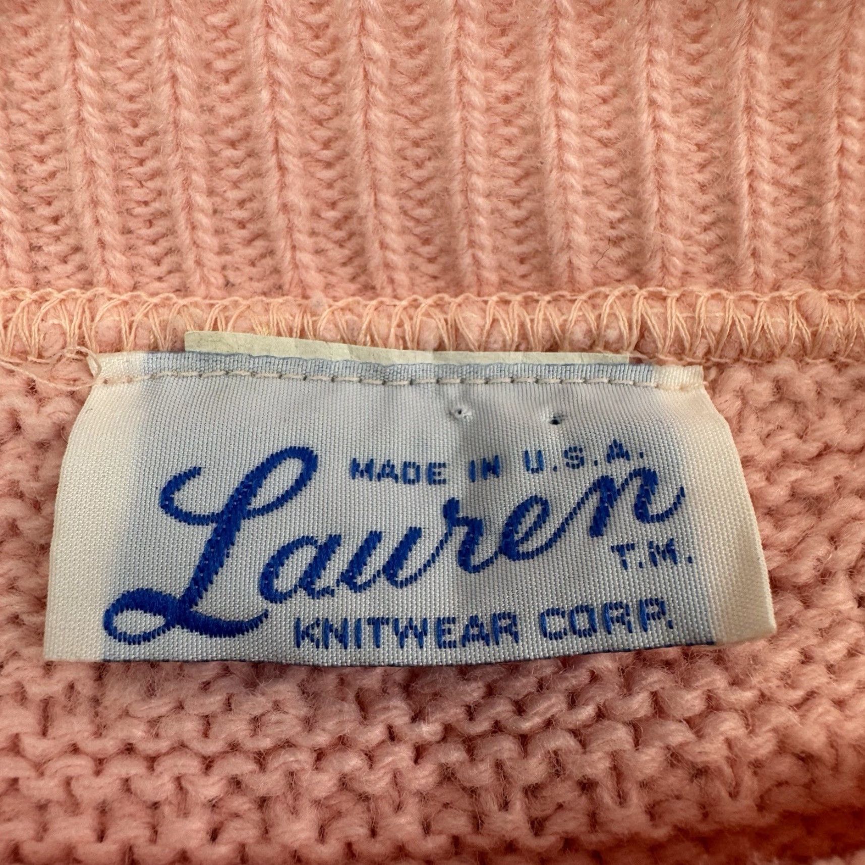 Pinko VINTAGE Lauren Sweater Women’s Medium Pink Knit Floral 1980s Classic USA Size M / US 6-8 / IT 42-44 - 4 Thumbnail