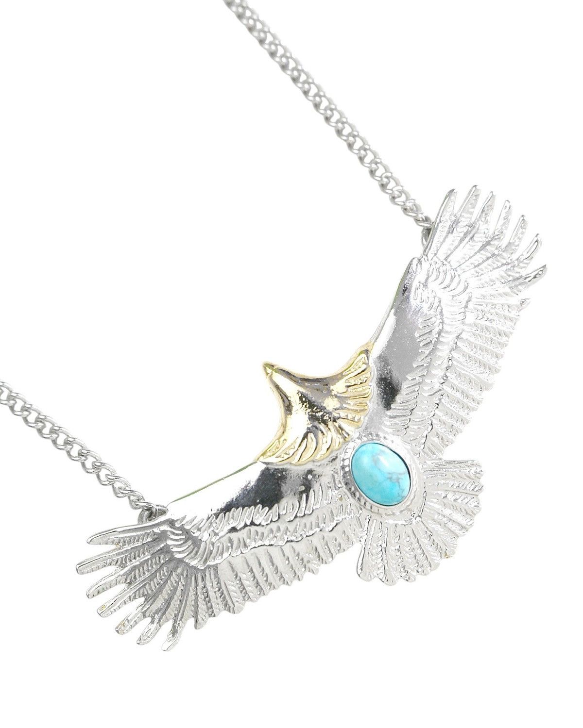 Vintage 2000S JAPANESE MADE TURQUOISE EAGLE EMBLEM NECKLACE Size ONE SIZE - 3 Thumbnail