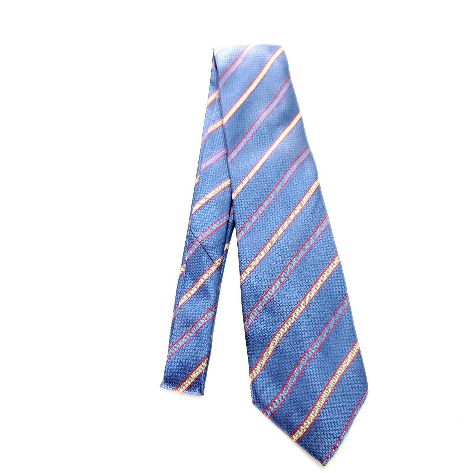 Firenze Firenze Silk Tie Woven Blue Striped Short Size ONE SIZE - 5 Thumbnail