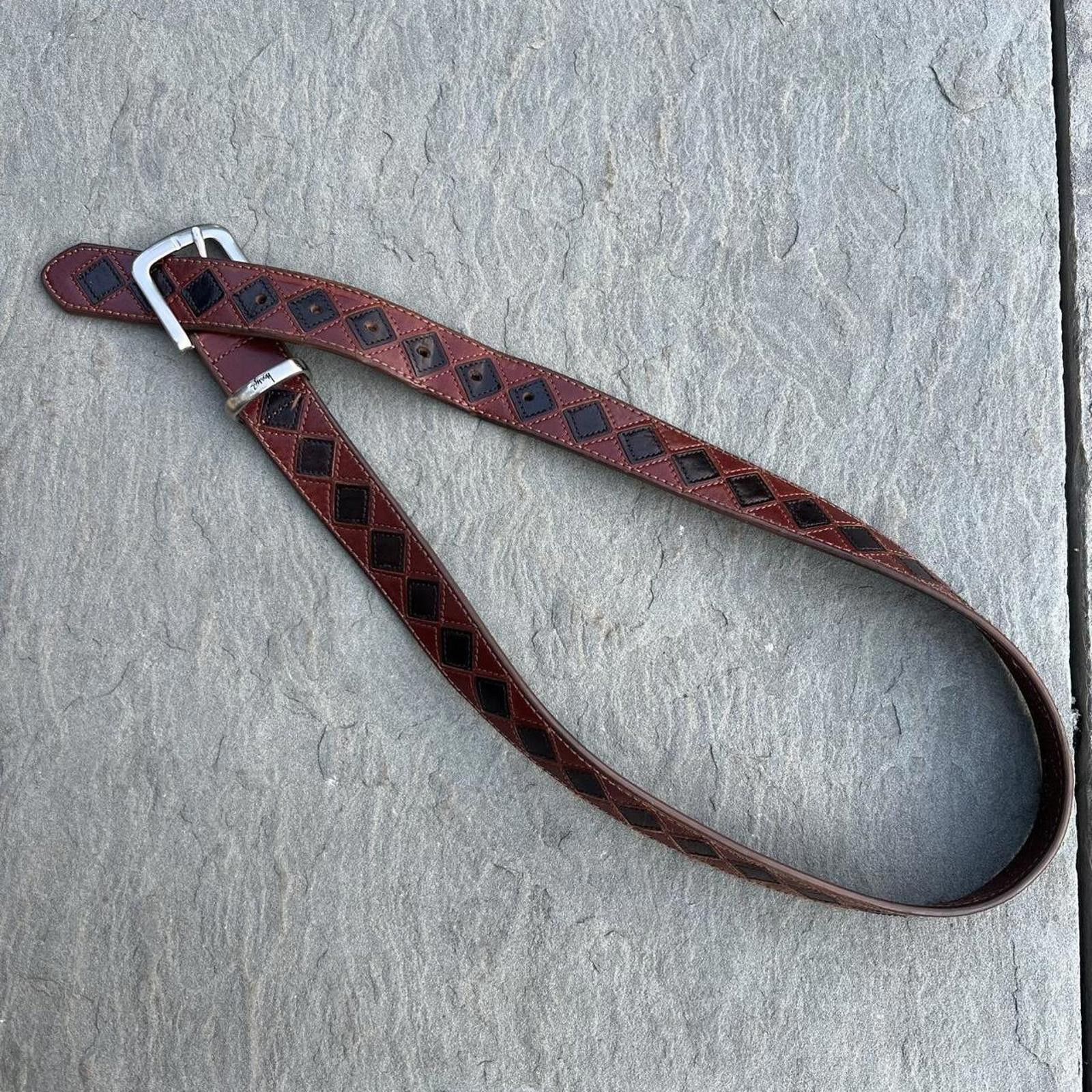 小物 Stussy l S Tip Belt S/M Brown Stussy Leather /Cotton Brown Belt Size L/XL | eBay