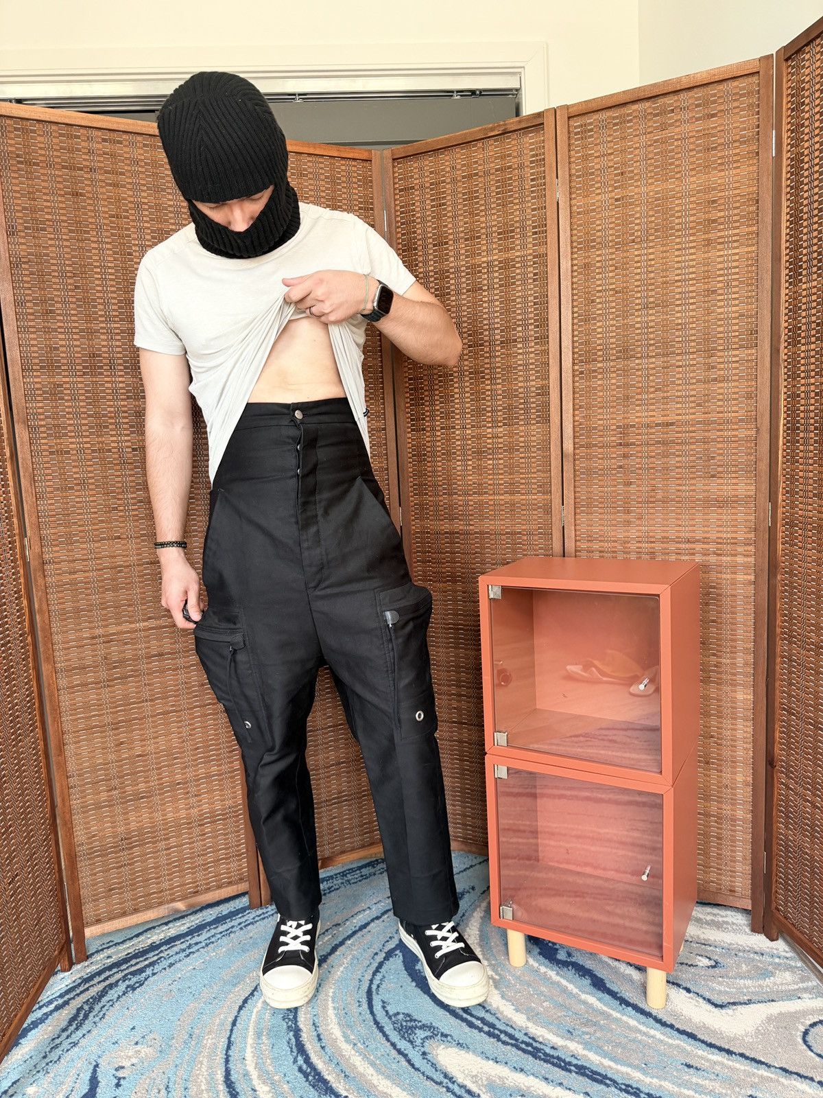 Rick Owens Rick Owens Runway High Waisted Cropped Cargo Pants