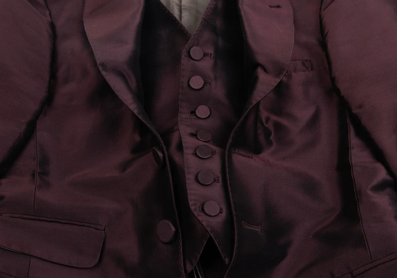Jean Paul Gaultier Glossy Peak Lapel Jacket in Wine, Size 48 Size US M / EU 48-50 / 2 - 10 Thumbnail