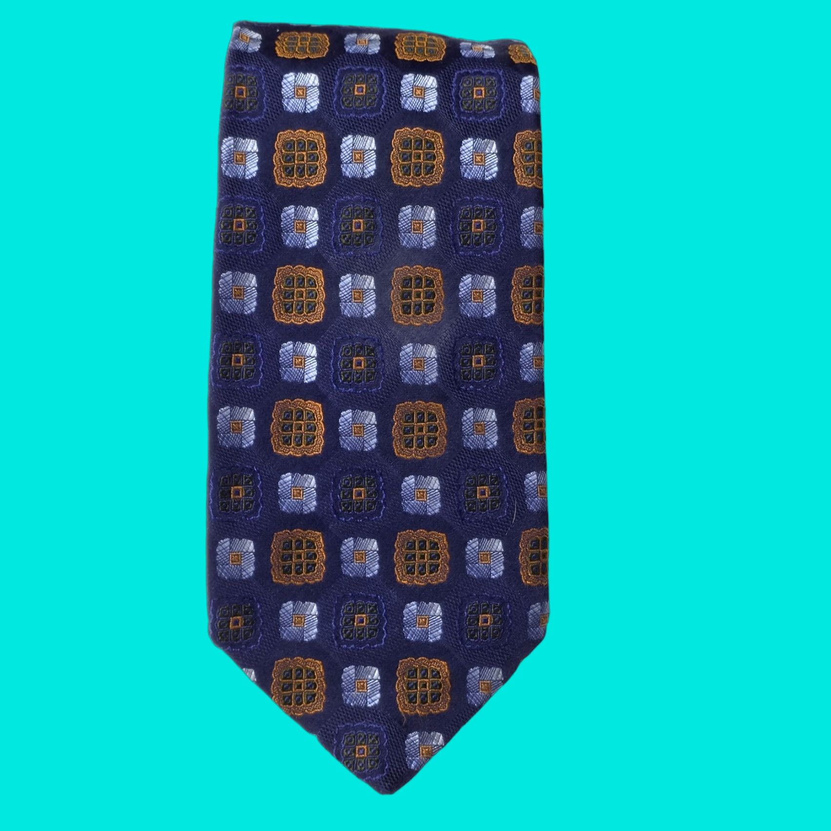 Robert Talbott VINTAGE Robert Talbott Necktie Blue Geometric Silk Designer Preppy Best of Class USA Tie Mens Size ONE SIZE - 1 Thumbnail