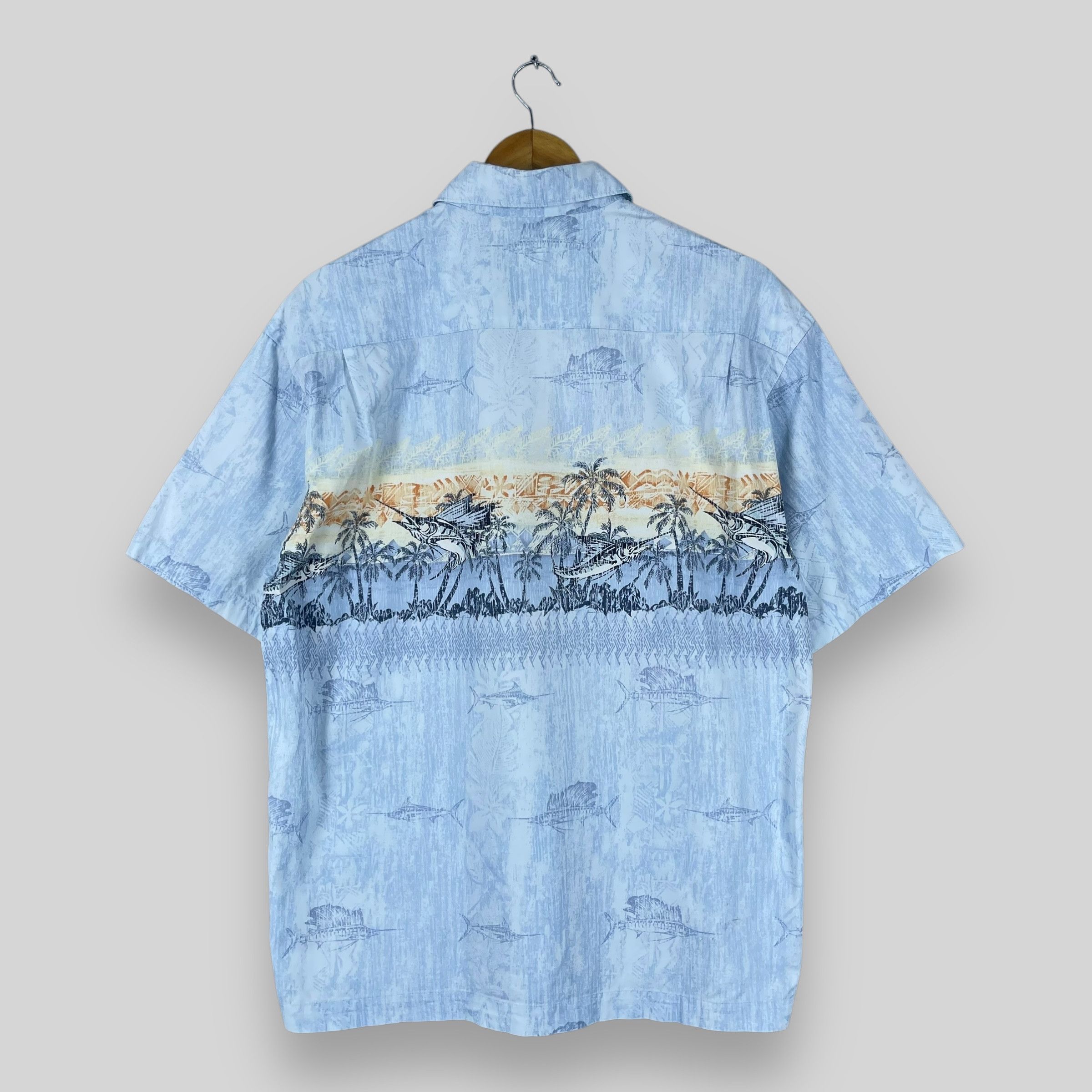 Vintage Vintage 90s Sail Fish Motive Printed Hawaiian Shirt Size US M / EU 48-50 / 2 - 6 Thumbnail