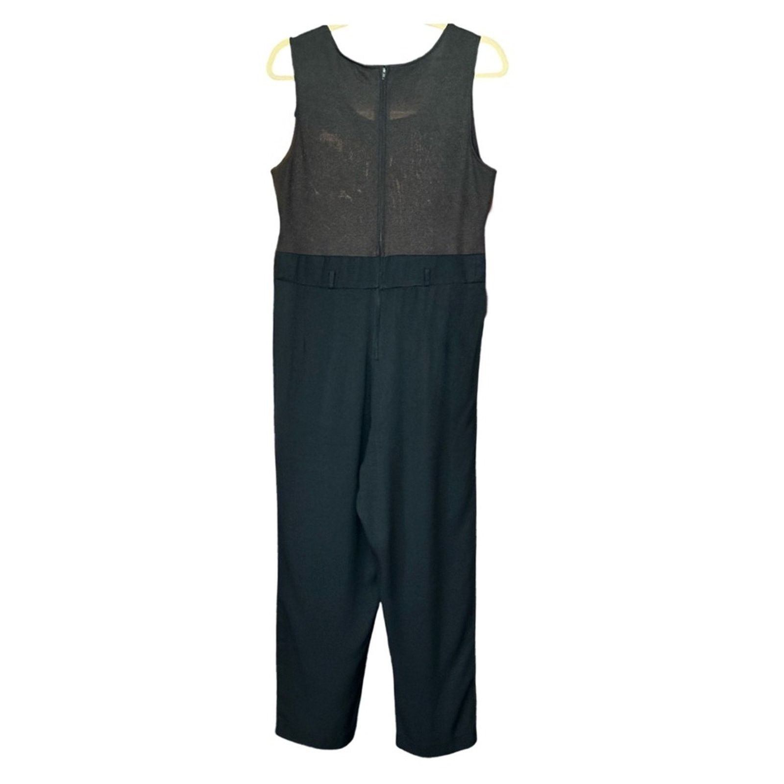 Other Vintage 90’s JSJ Petites Black Mesh Top Pleated Jumpsuit Size 28" / US 6 / IT 42 - 2 Thumbnail