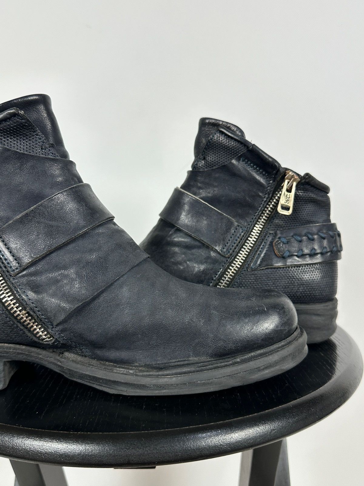 A.S.98 A.S.98. Airstep Navy Blue Leather Biker Ankle Boots Size US 8 / IT 38 - 17 Thumbnail