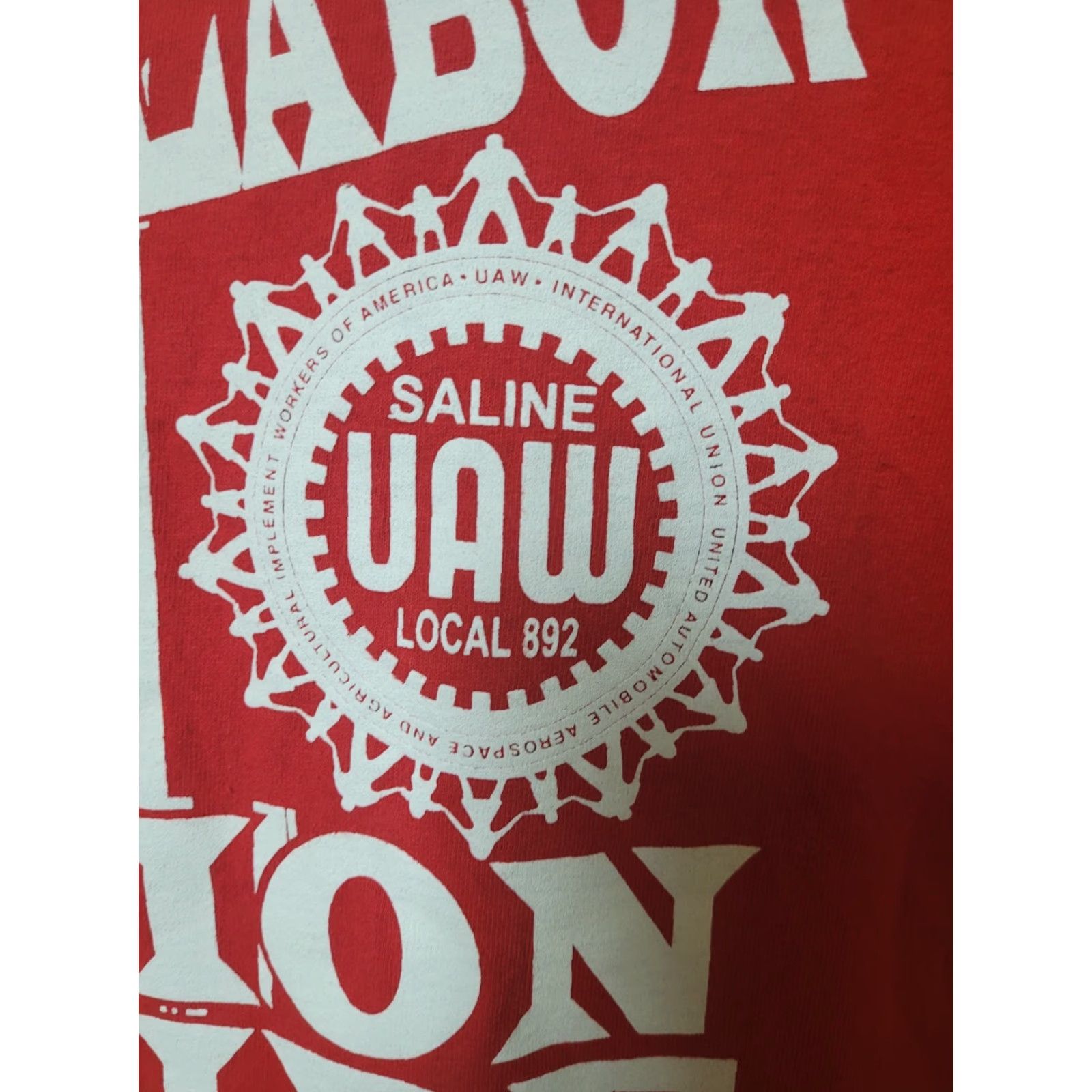 Vintage UAW Local 892 Saline MI Union Pride T Shirt 2XL Red Cotton Short Sleeve Crew Neck Mens Graphic Tee Size US XXL / EU 58 / 5 - 2 Thumbnail
