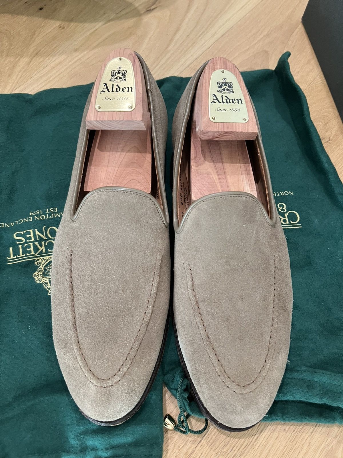 Crockett & Jones Camden loafer in mushroom suede (8.5UK)