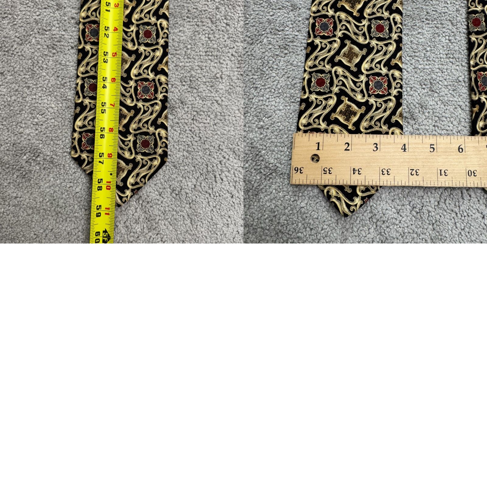 Vintage VINTAGE Enrico Coveri Tie Geometric Silk Mens Classic 57-60 length Black Gold Italy Mens Accessories Size ONE SIZE - 8 Thumbnail