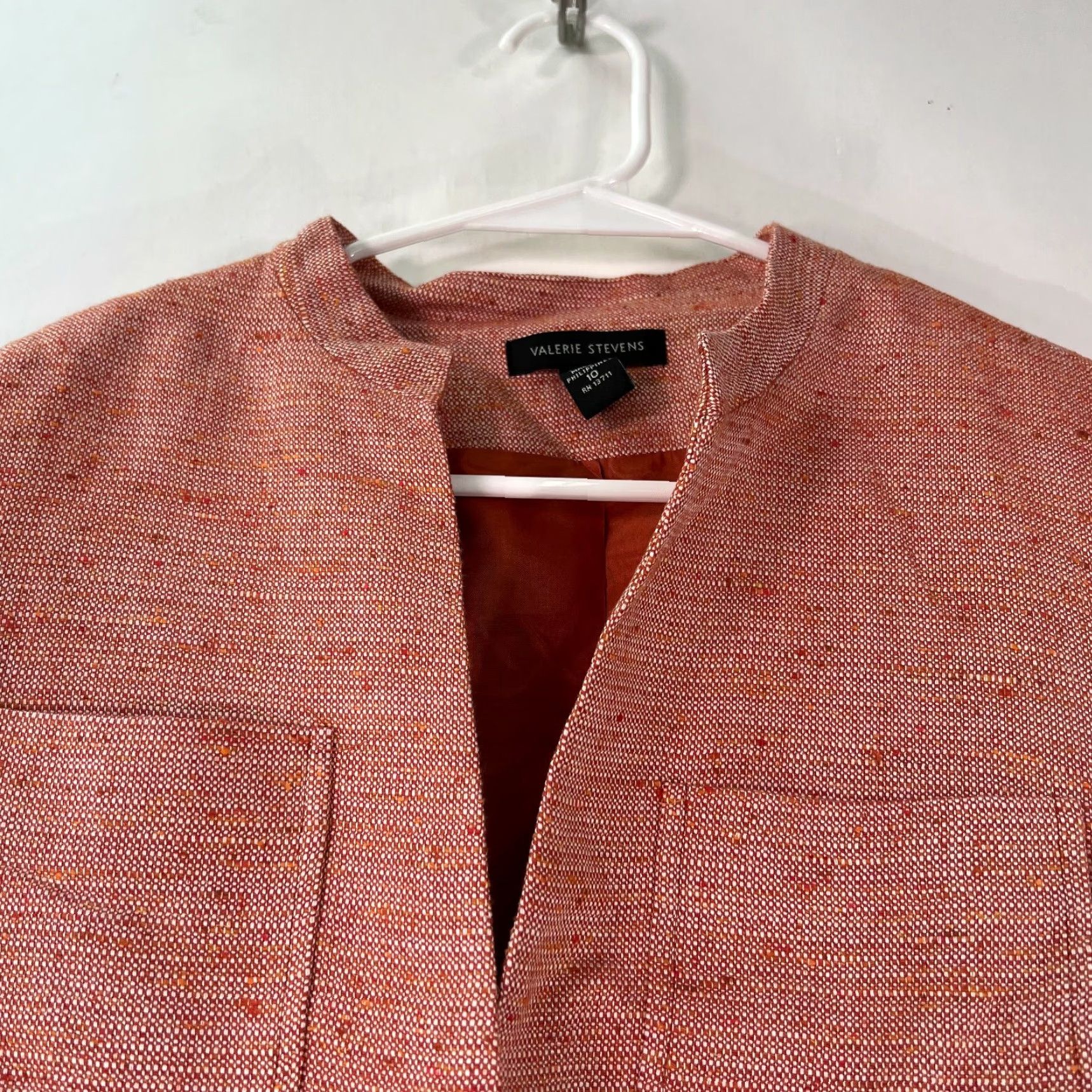 Vintage Valerie Stevens Blazer Shirt Womens Lined Pockets Orange Size 10 Regular Adult Size L / US 10 / IT 46 - 3 Thumbnail