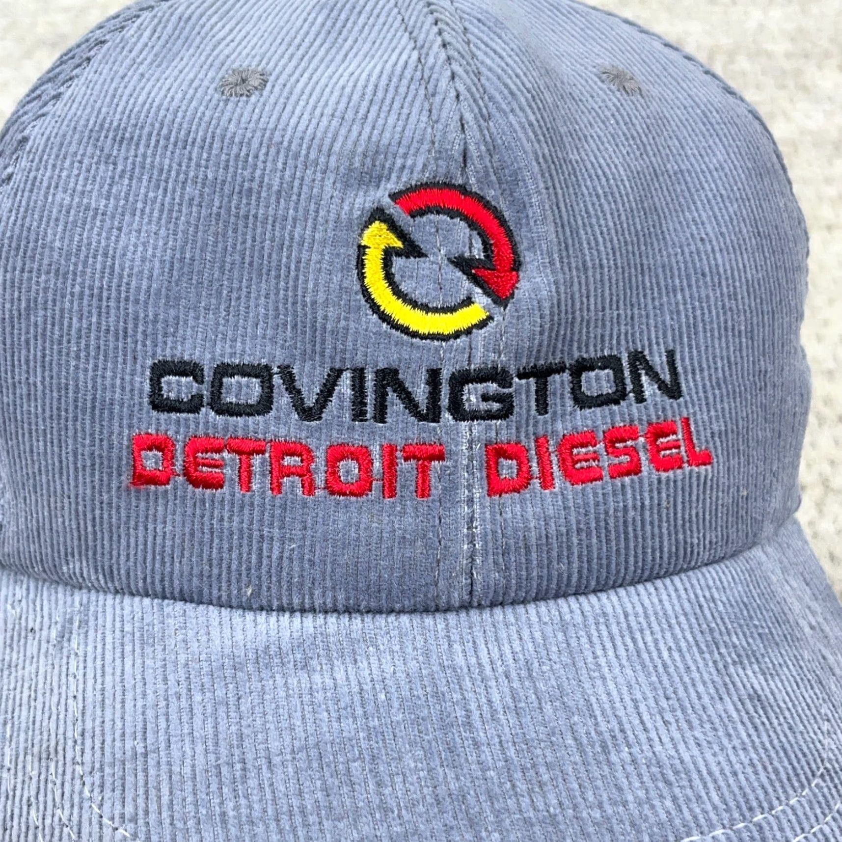 Vintage VINTAGE Ameri Cap Detroit Dissel Har Cap Gray Corduroy Strap back Made In USA Covington Size ONE SIZE - 2 Thumbnail