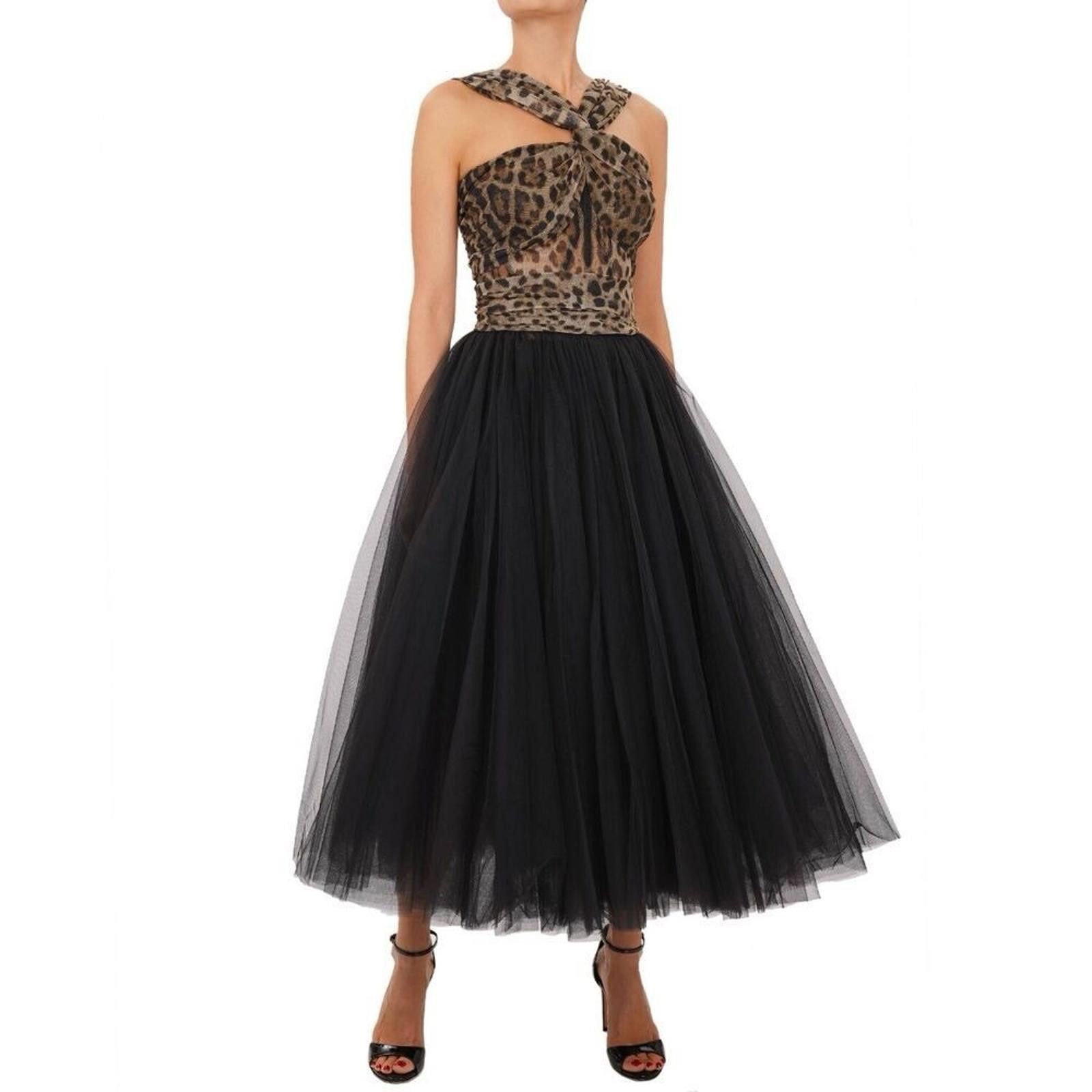 Dolce & Gabbana Dolce & Gabbana Leopard and Black Tulle Gown Size XS / US 0-2 / IT 36-38 - 2 Thumbnail