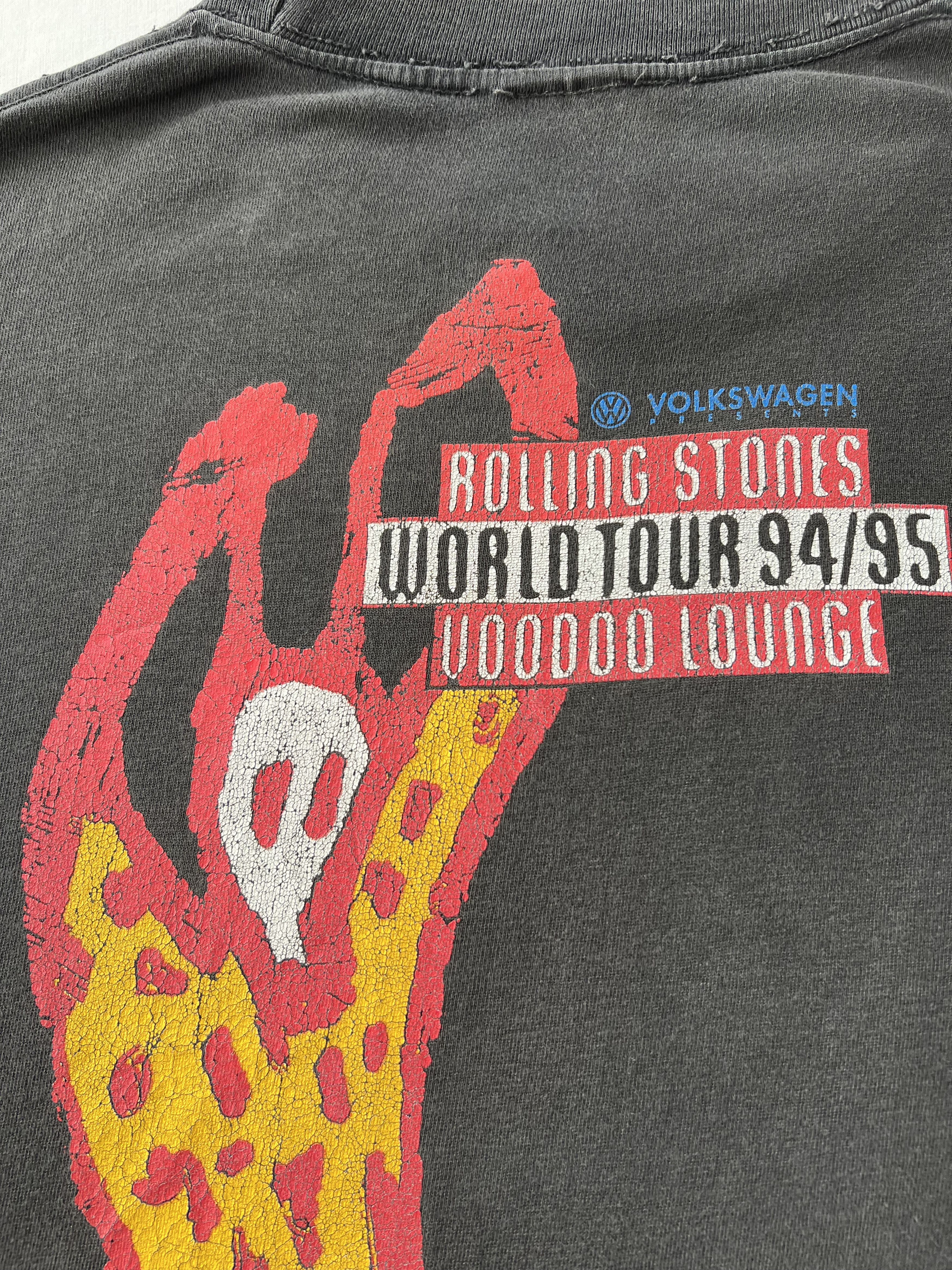 Band Tees Vintage 1995 The Rolling Stones Voodoo Lounge Black T-shirt Size US XL / EU 56 / 4 - 20 Thumbnail