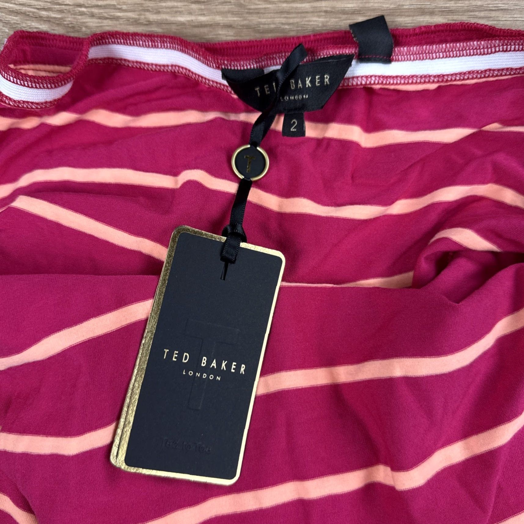 Ted Baker Ted Baker Dress Women Pencil Dress Cross Over Neck Pink Striped Belted NO Belt Size 2 Long Size XS / US 0-2 / IT 36-38 - 3 Thumbnail