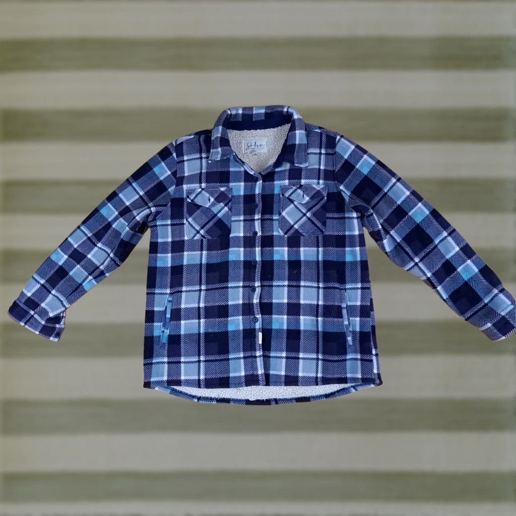 Vintage Soho Threads Plaid Shirt Button-Up Blue 2XL Long Sleeve Insulated Full Button Thick Outdoor Mens XXL Size US XXL / EU 58 / 5 - 1 Thumbnail