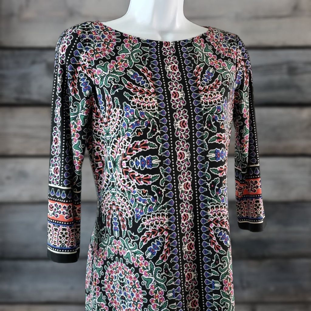 Pinko Wisp Dress 4P Black Pink 3/4 Sleeve Shift Womens Short Vintage No (adjust to rules) Size S / US 4 / IT 40 - 1 Thumbnail
