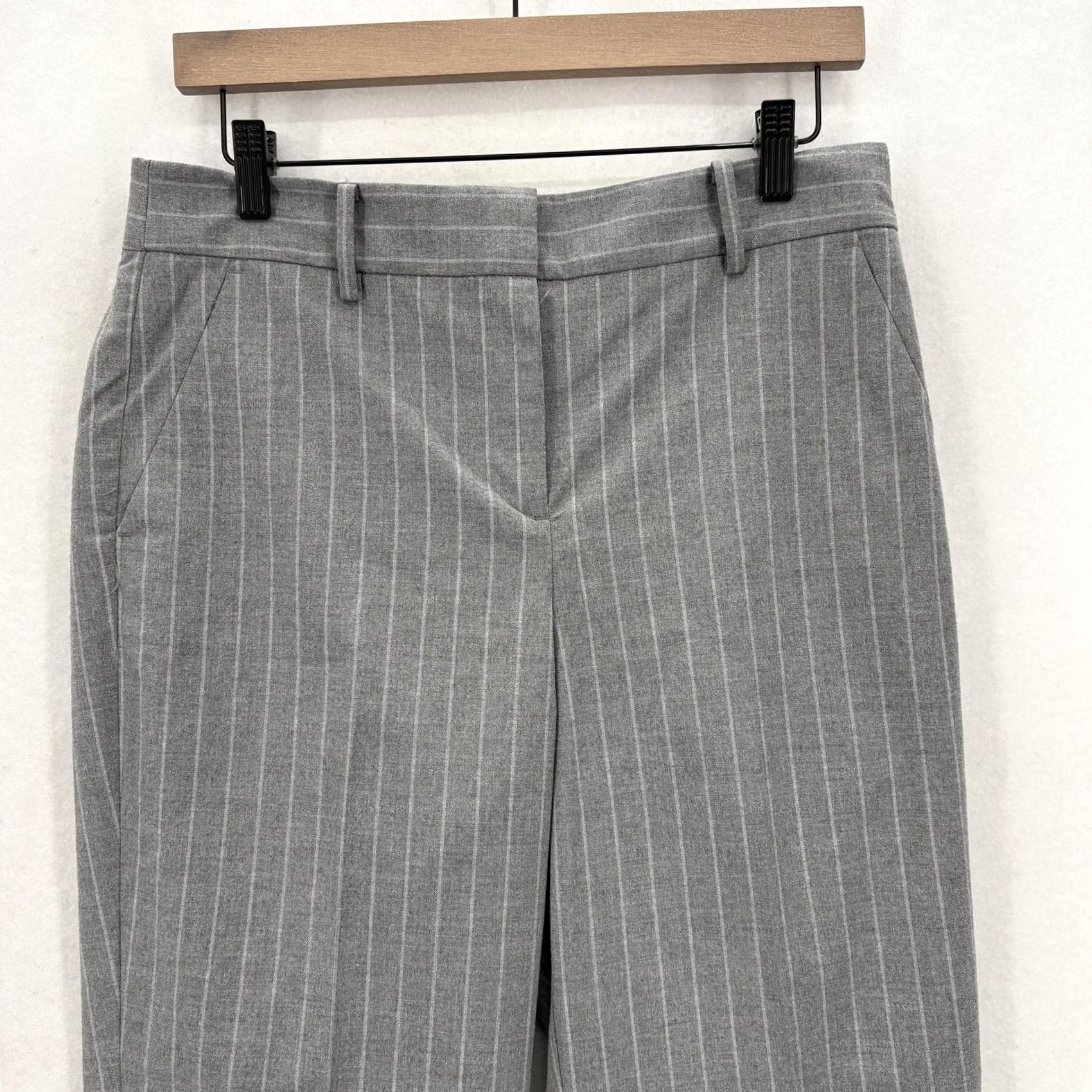 Loft LOFT Riviera Slim Dress Pants Womens 2 Gray Pinstripe Mid Rise Tapered NWT Pants Size 26" / US 2 / IT 38 - 2 Thumbnail