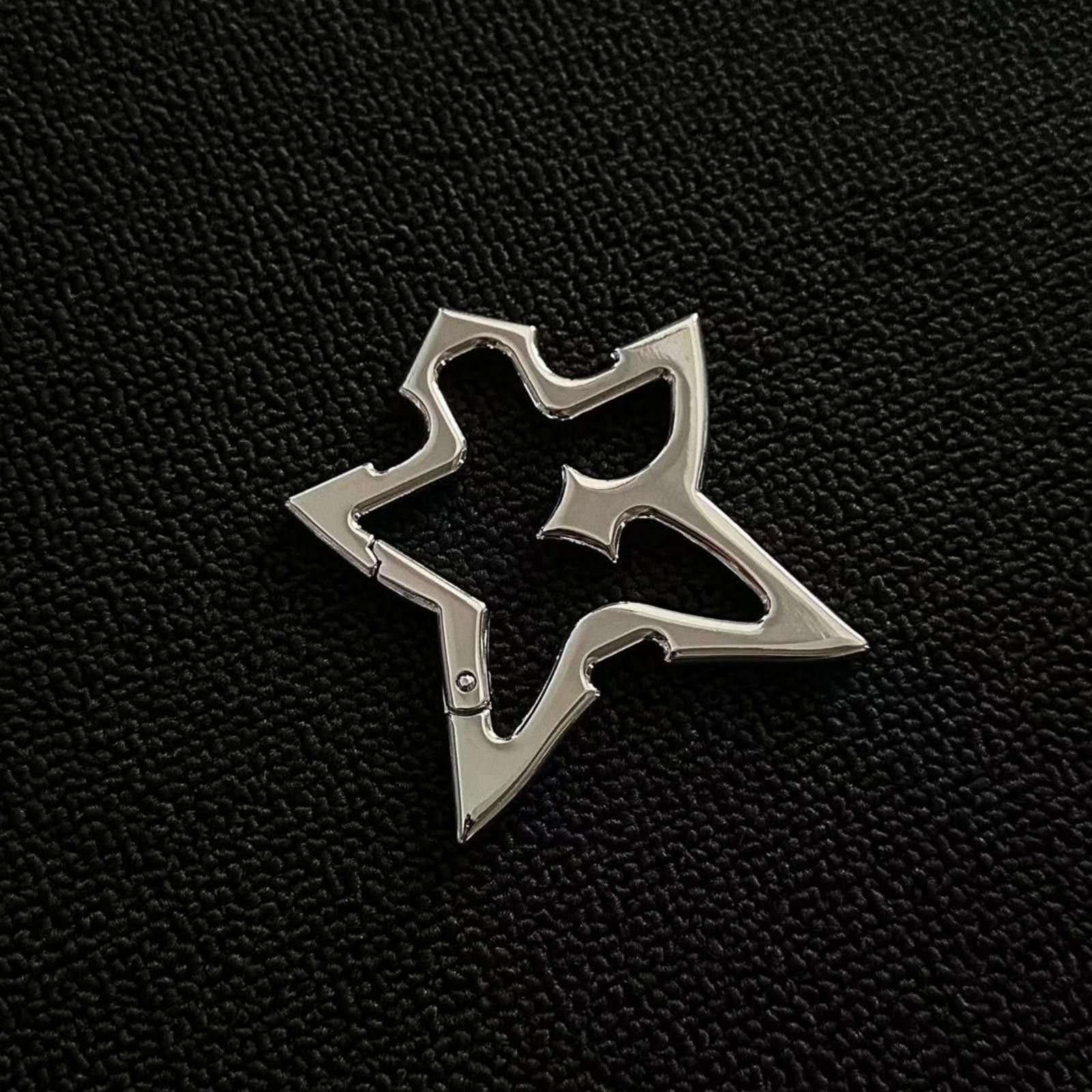 Jewelry Silver Star Shaped Metal Carabiner Keychain Accessory Size ONE SIZE - 2 Thumbnail
