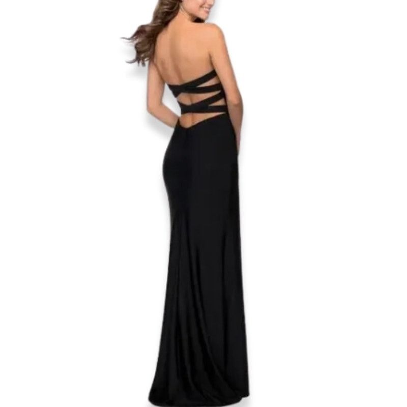 Other La Femme Maxi Dress Strapless Crisscross Slit Black 0 NWT Size XS / US 0-2 / IT 36-38 - 1 Thumbnail
