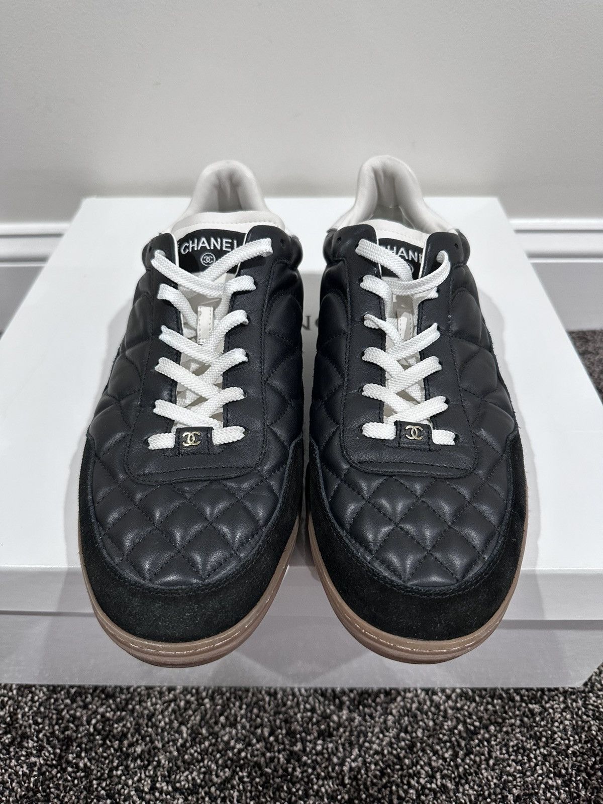 Chanel Chanel Leather / Suede Black Quilted 2023 Low Top Sneakers Size US 11 / EU 44 - 3 Thumbnail