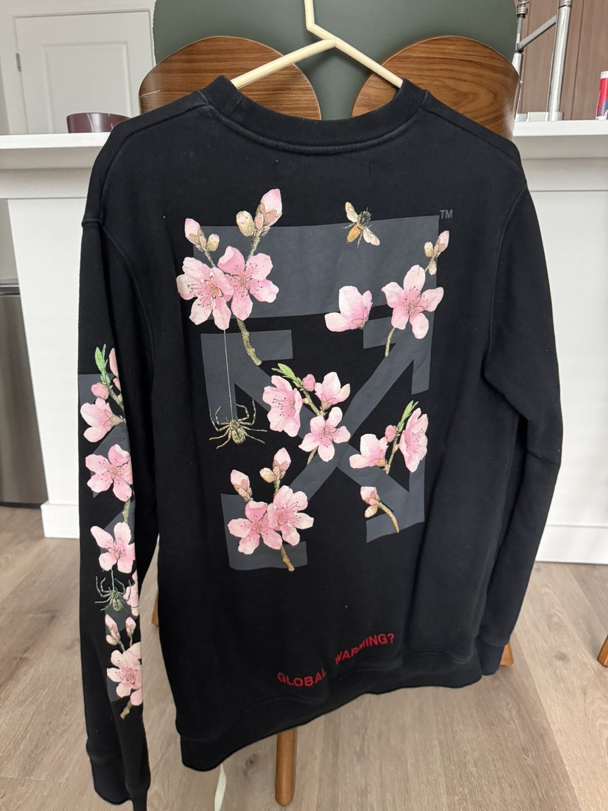 Off-White Off-White Floral Black Crewneck Size US M / EU 48-50 / 2 - 2 Thumbnail